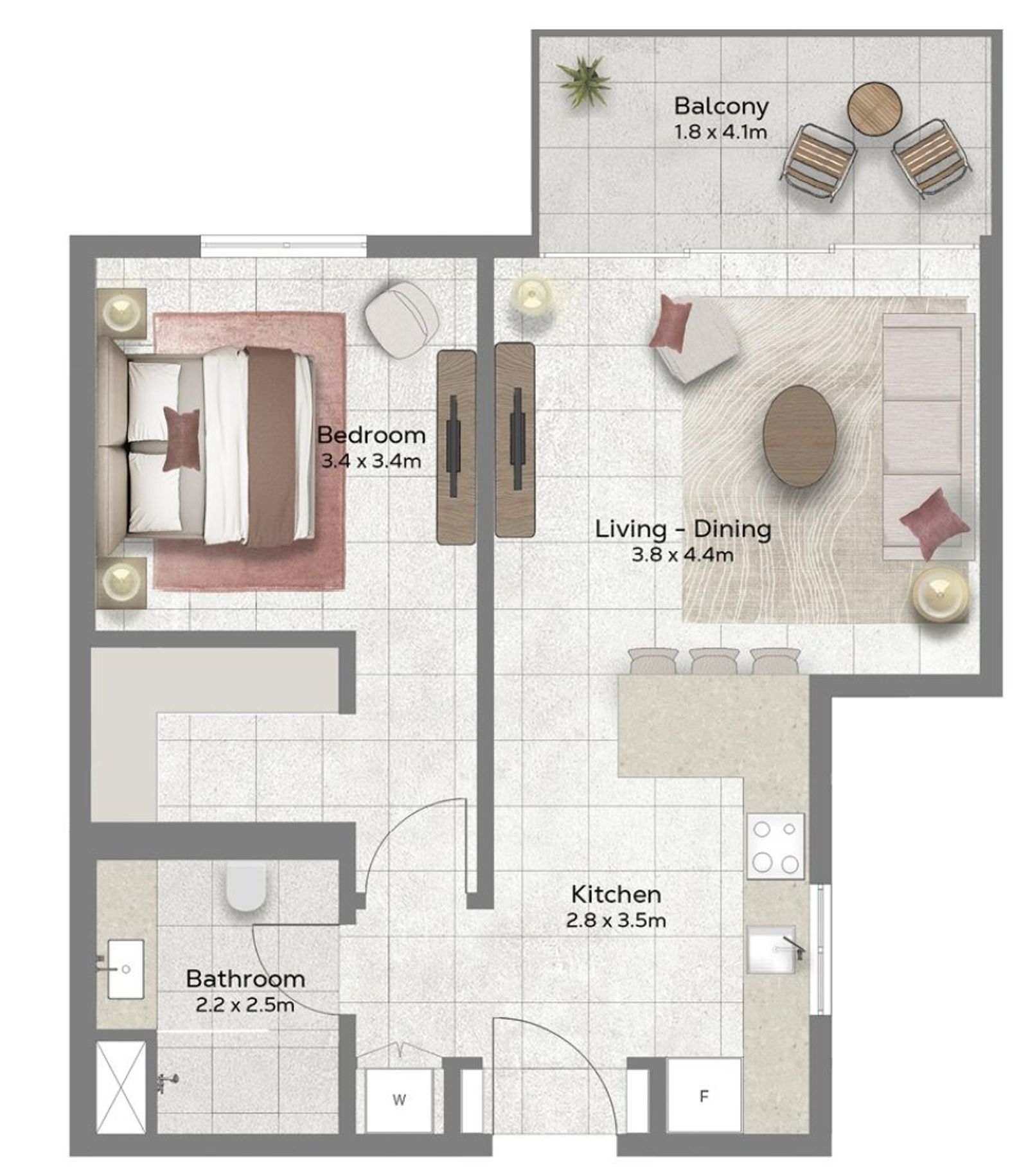 Azura : 1 Bedroom Apartment Off Plan in Azura, Al Mouj floor plan 1