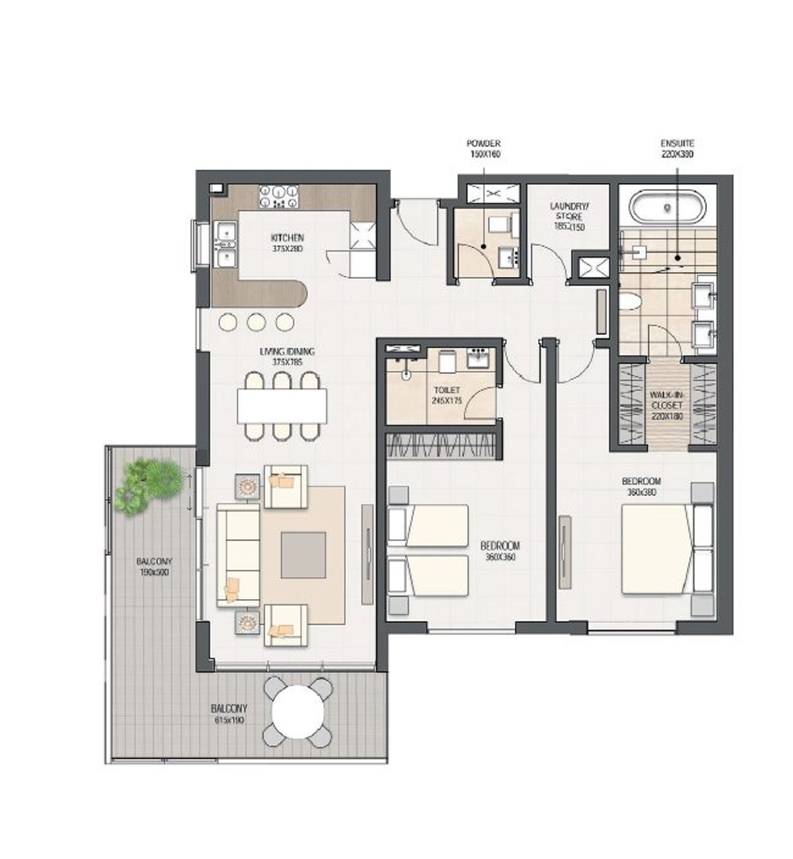 Juman 2 , Almouj | 2 Bedroom Apartment floor plan 1