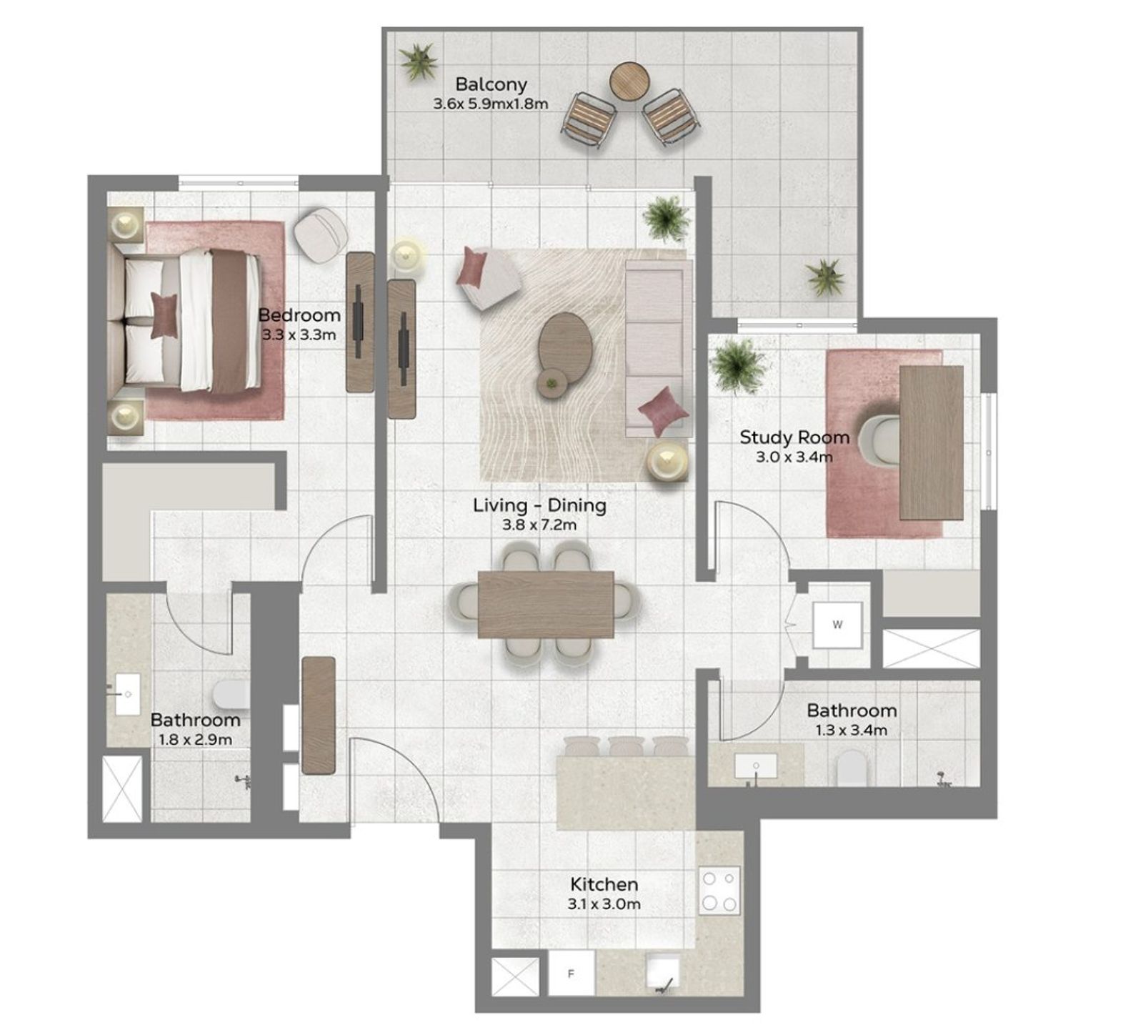 Freehold 1+1 Bedroom Apartment | Azura , Al Mouj floor plan 1