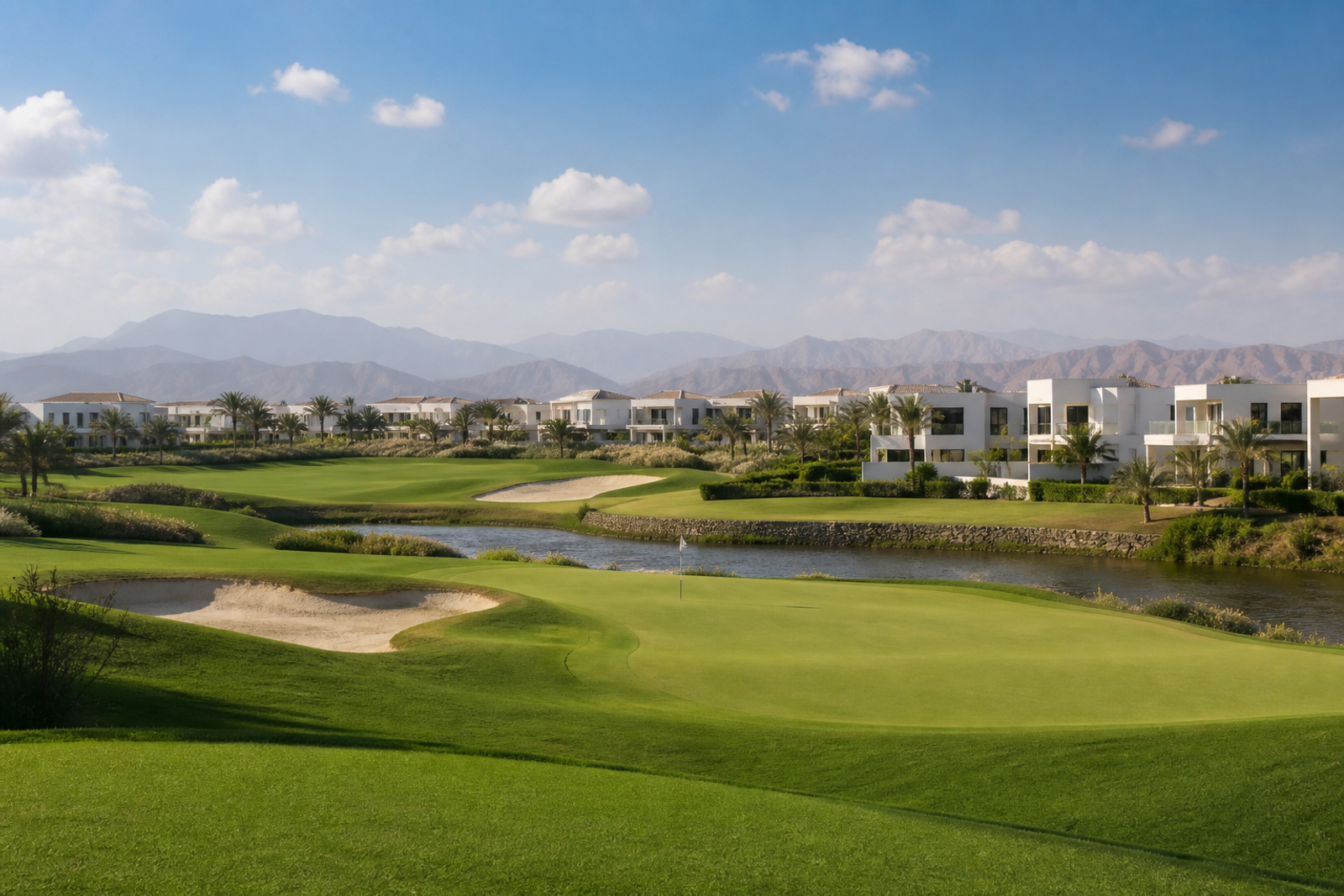 Golf course and villas in Al Mouj Muscat property community