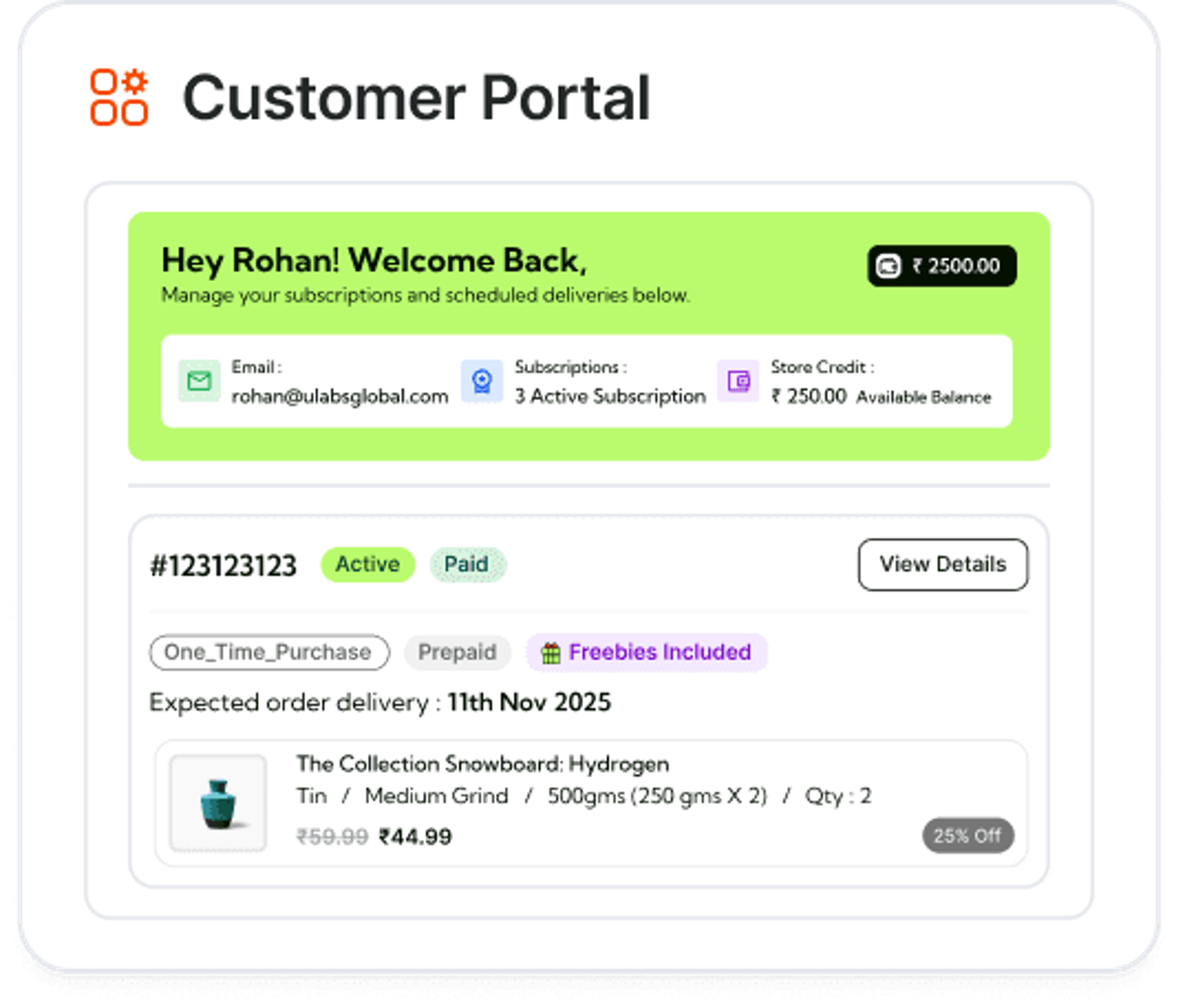 Customer subscription portal