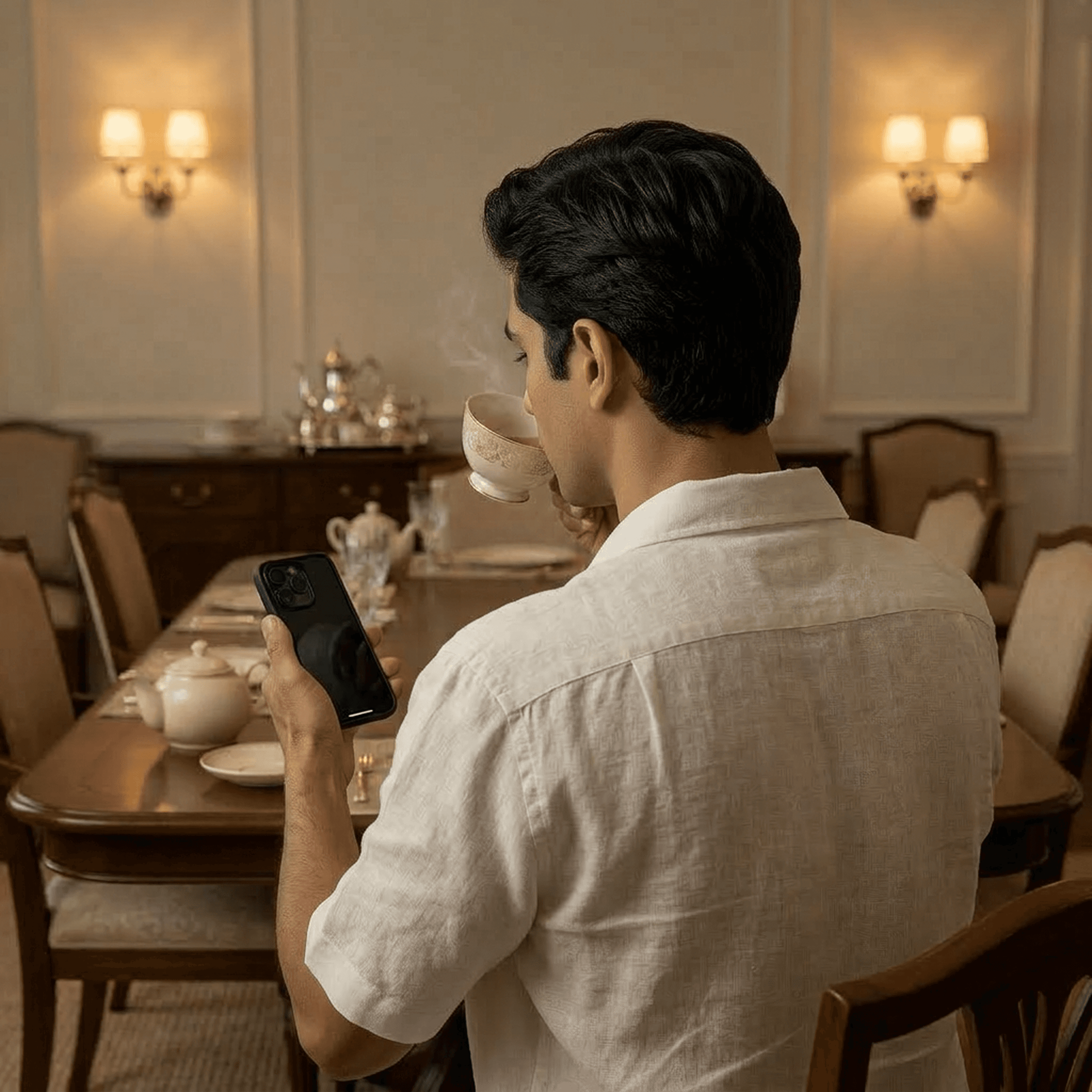 Shopper reordering tea on a phone