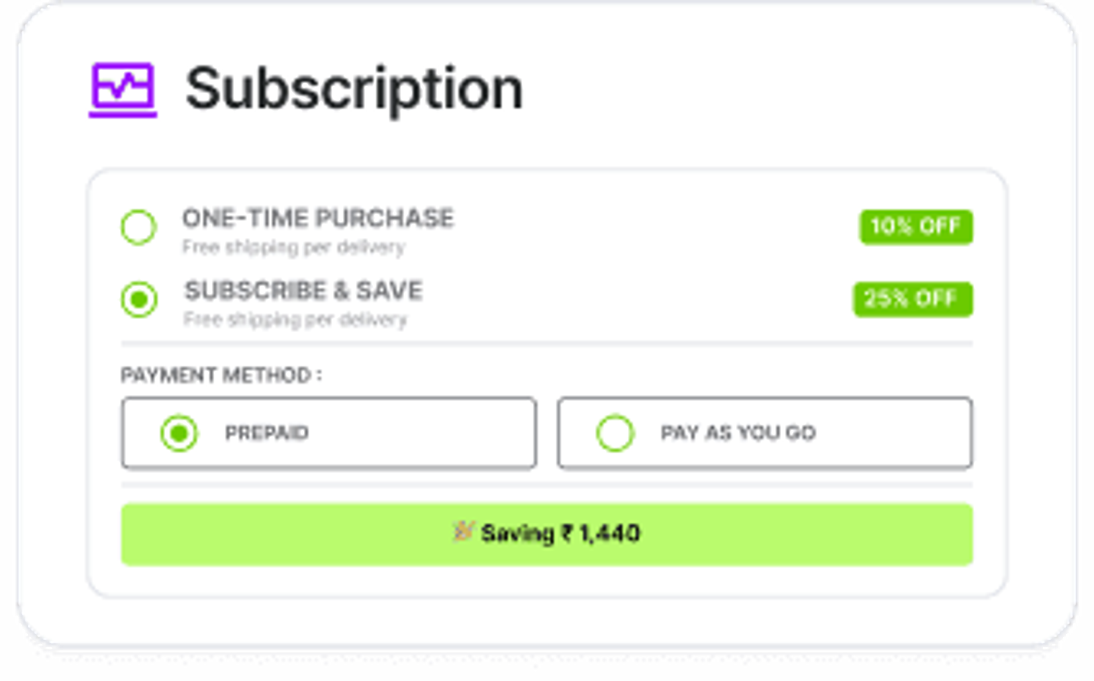 Subscription options at checkout