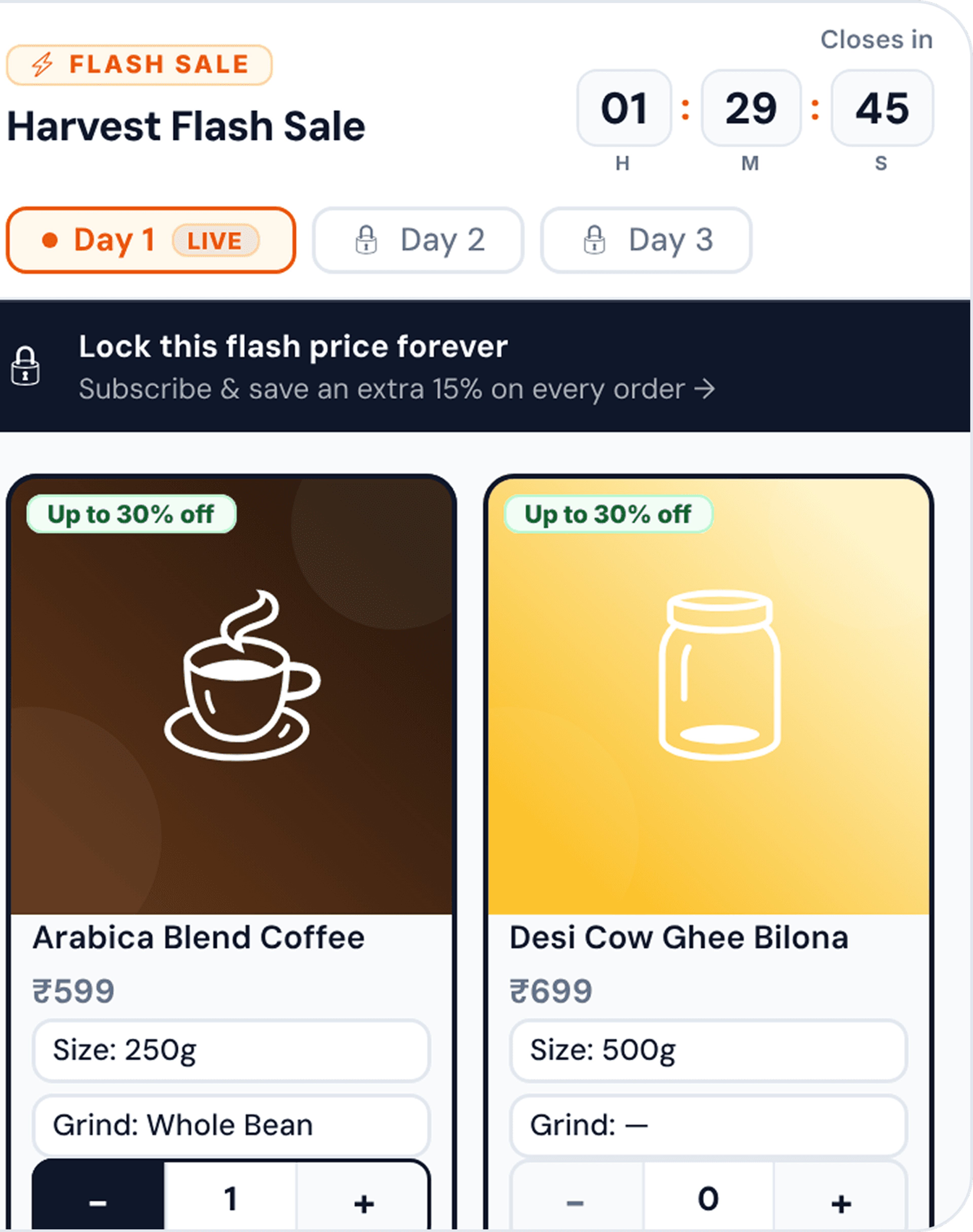 Flash sale countdown widget
