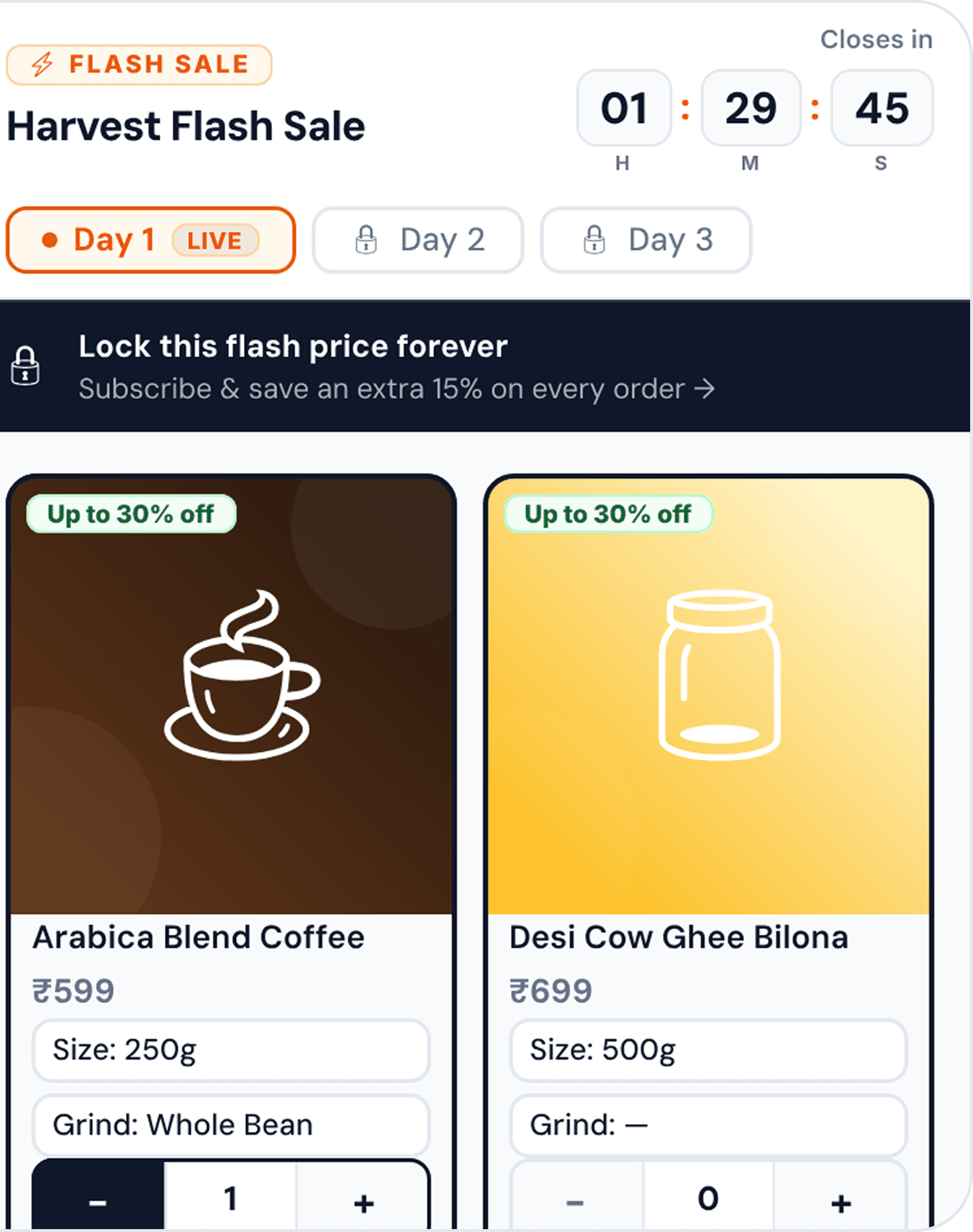 Flash sale countdown widget