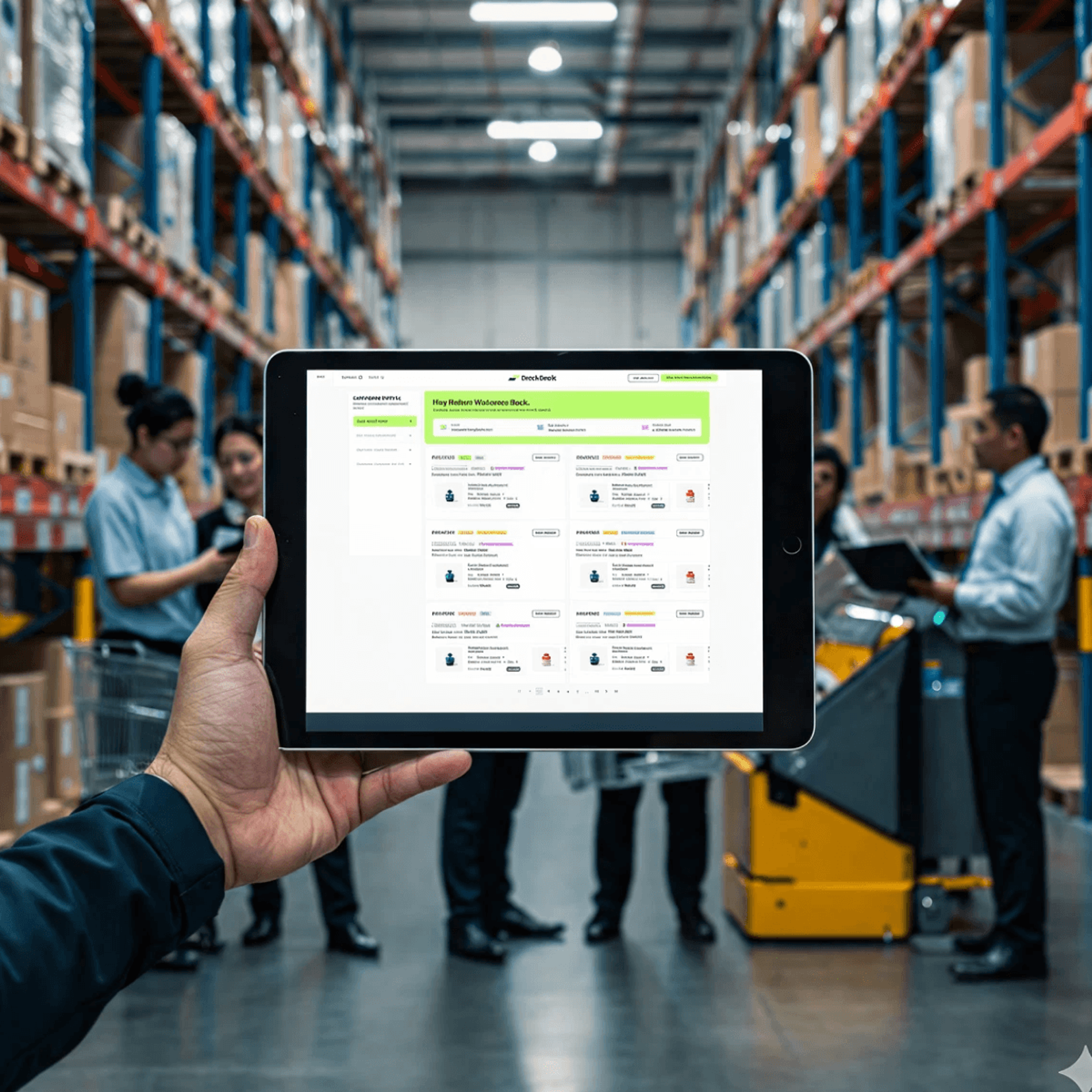 Warehouse team managing subscription orders on a tablet