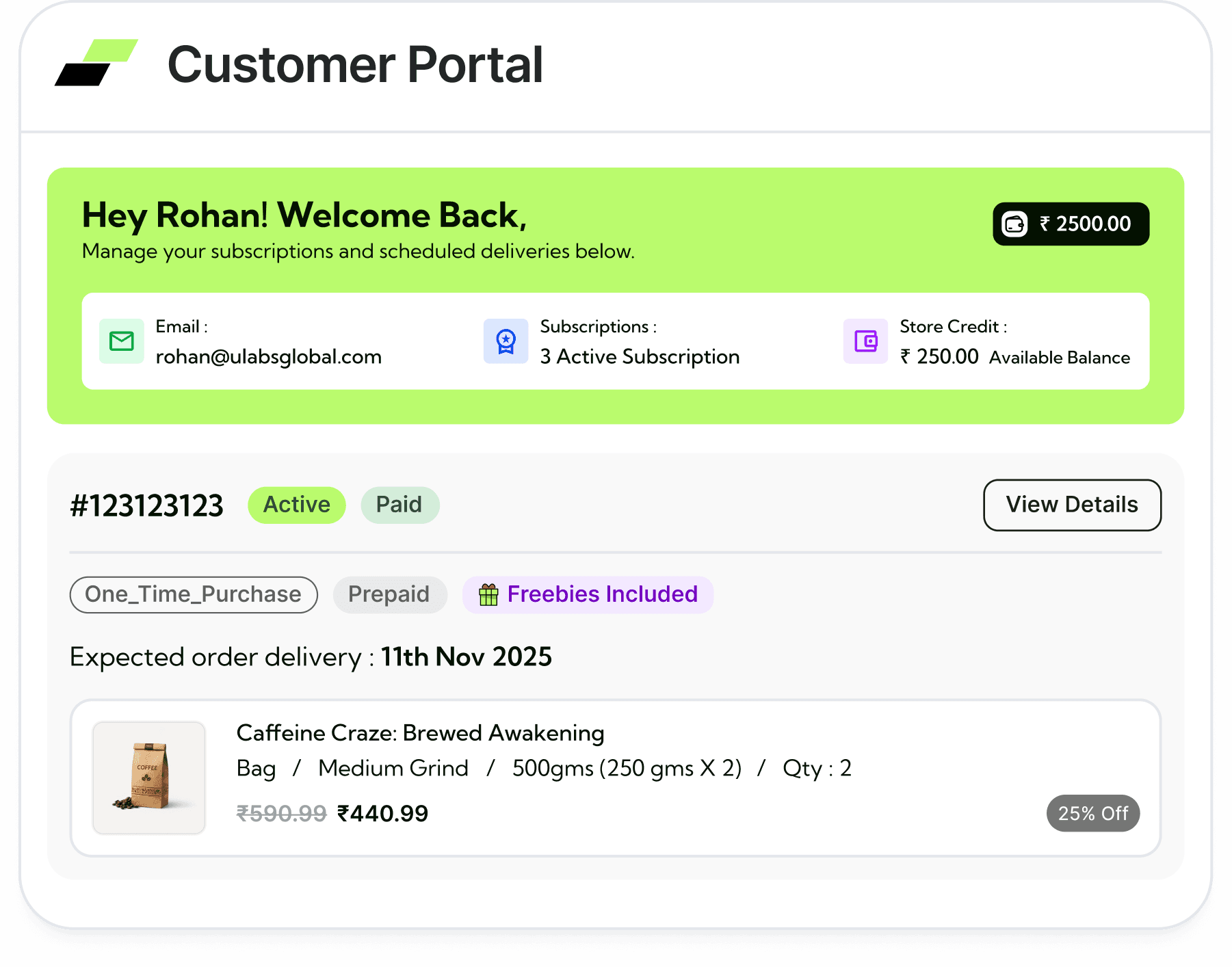 StackBack customer portal