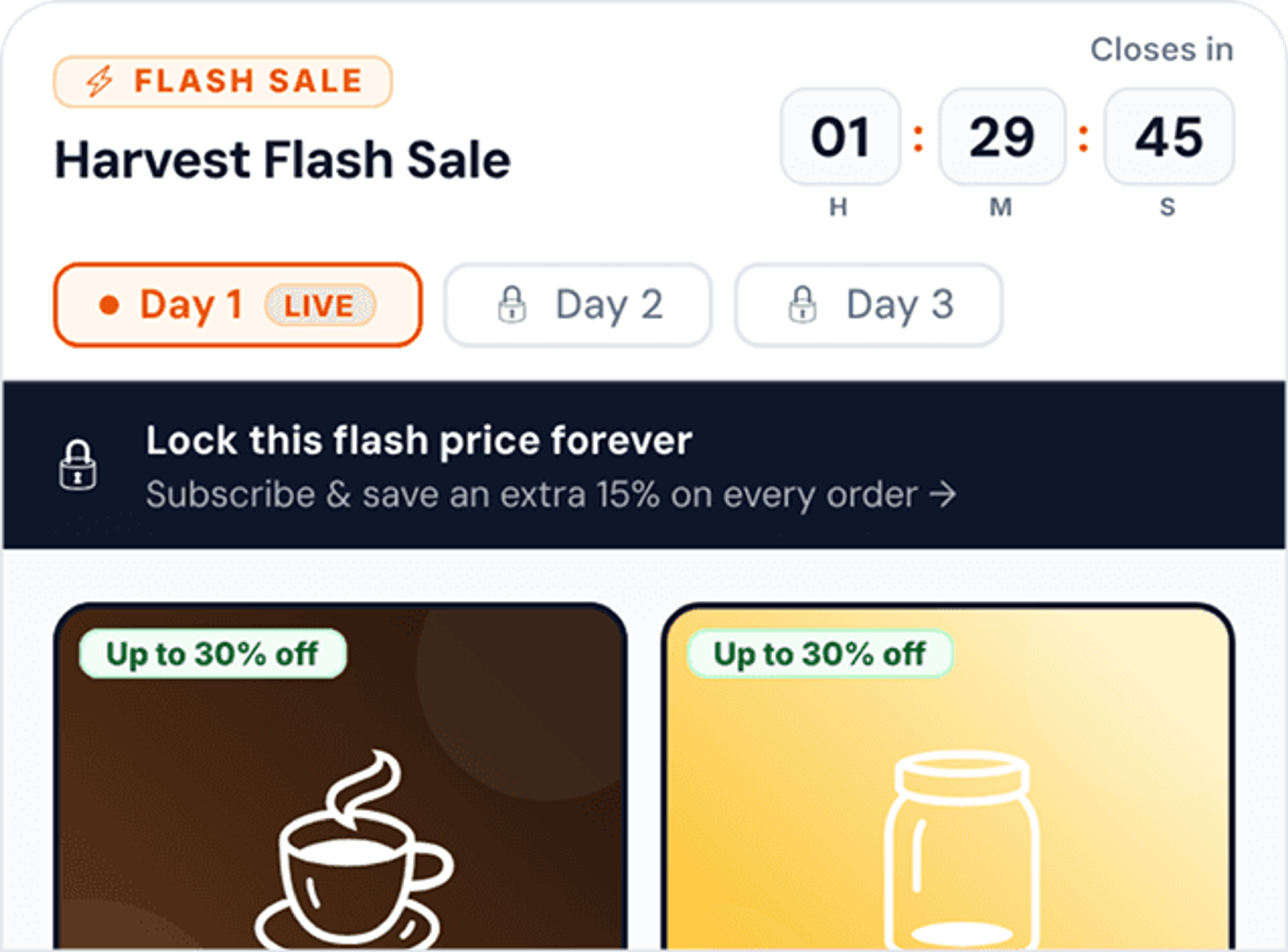 Flash sale countdown widget