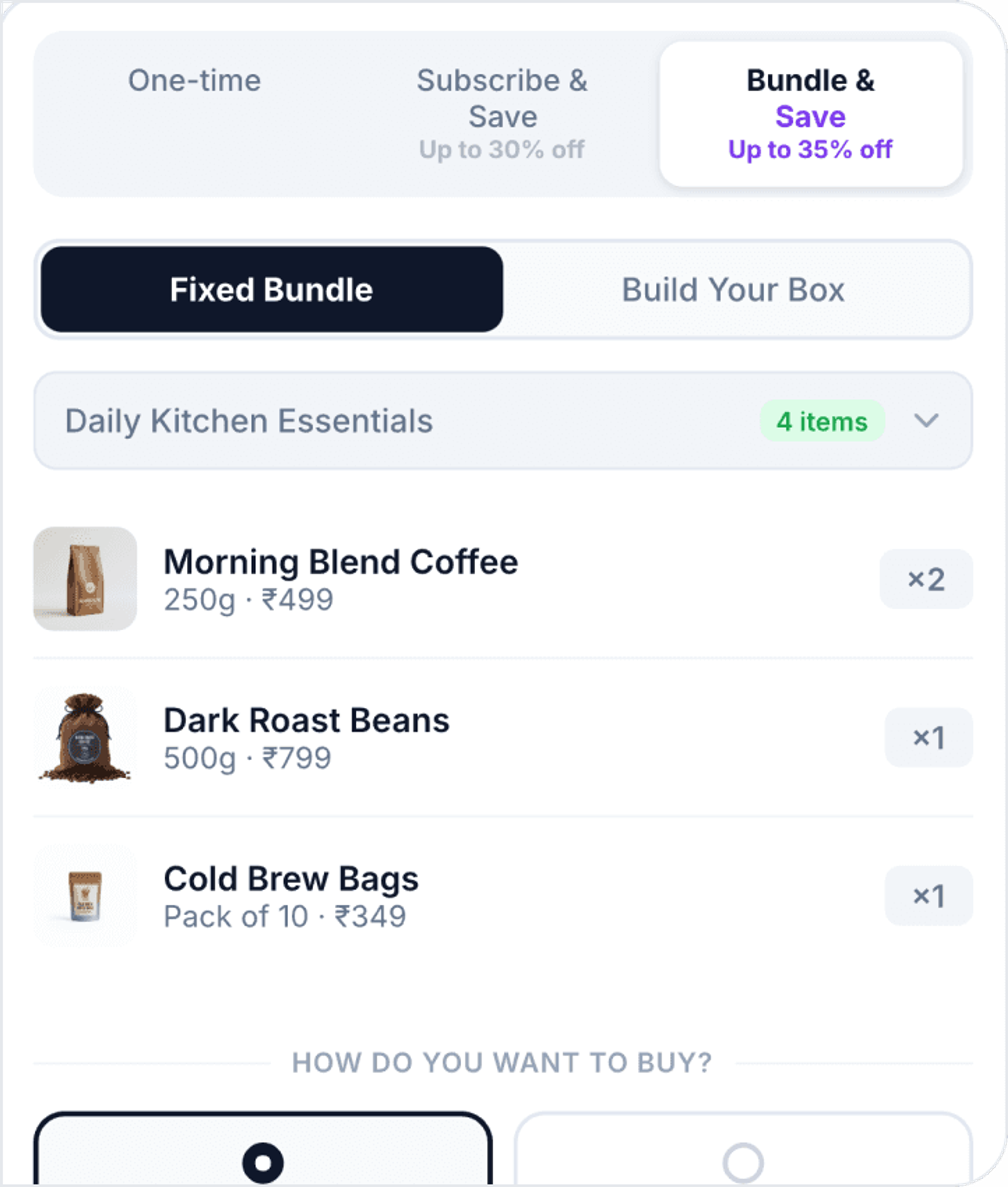 Bundle builder widget