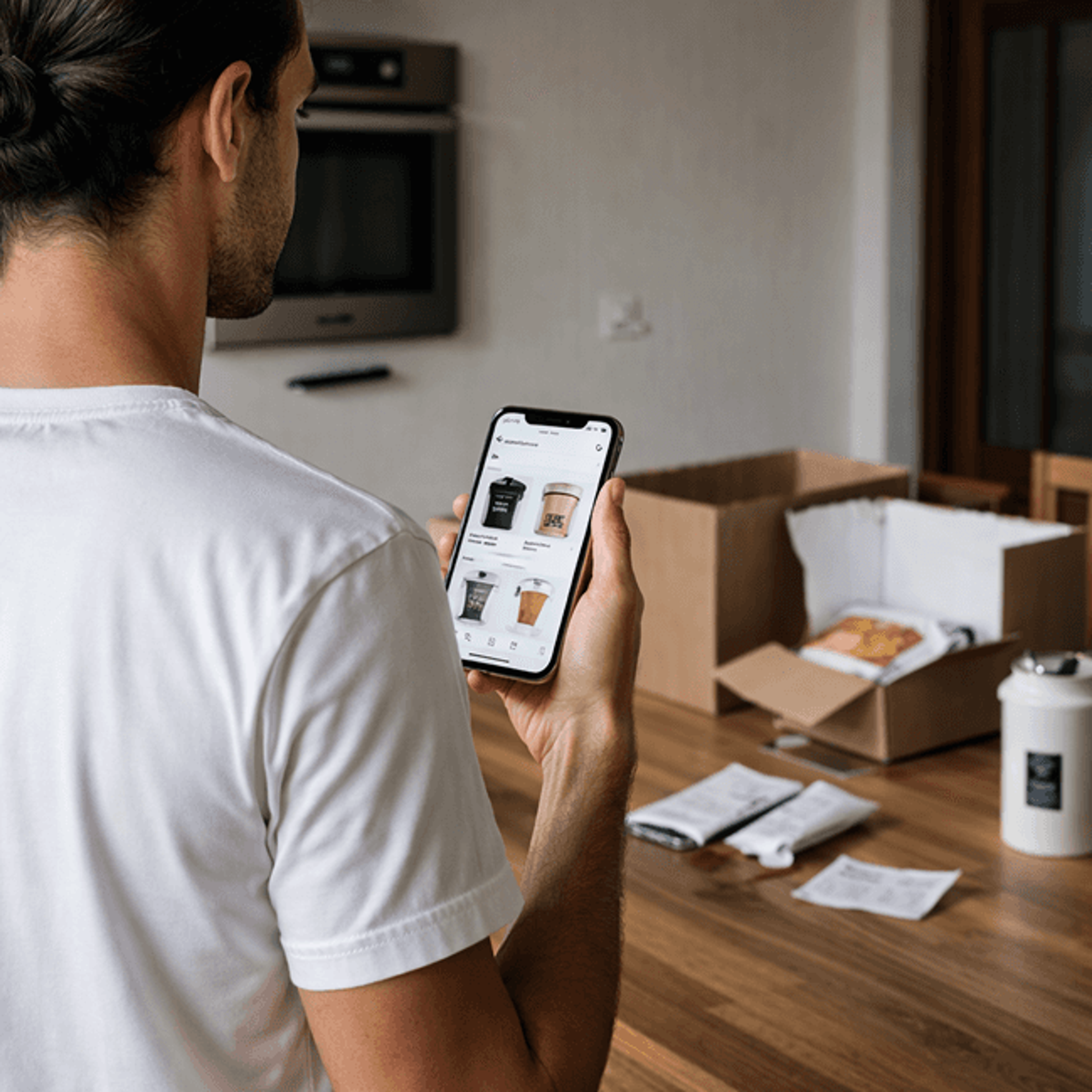 Shopper reordering coffee on a phone