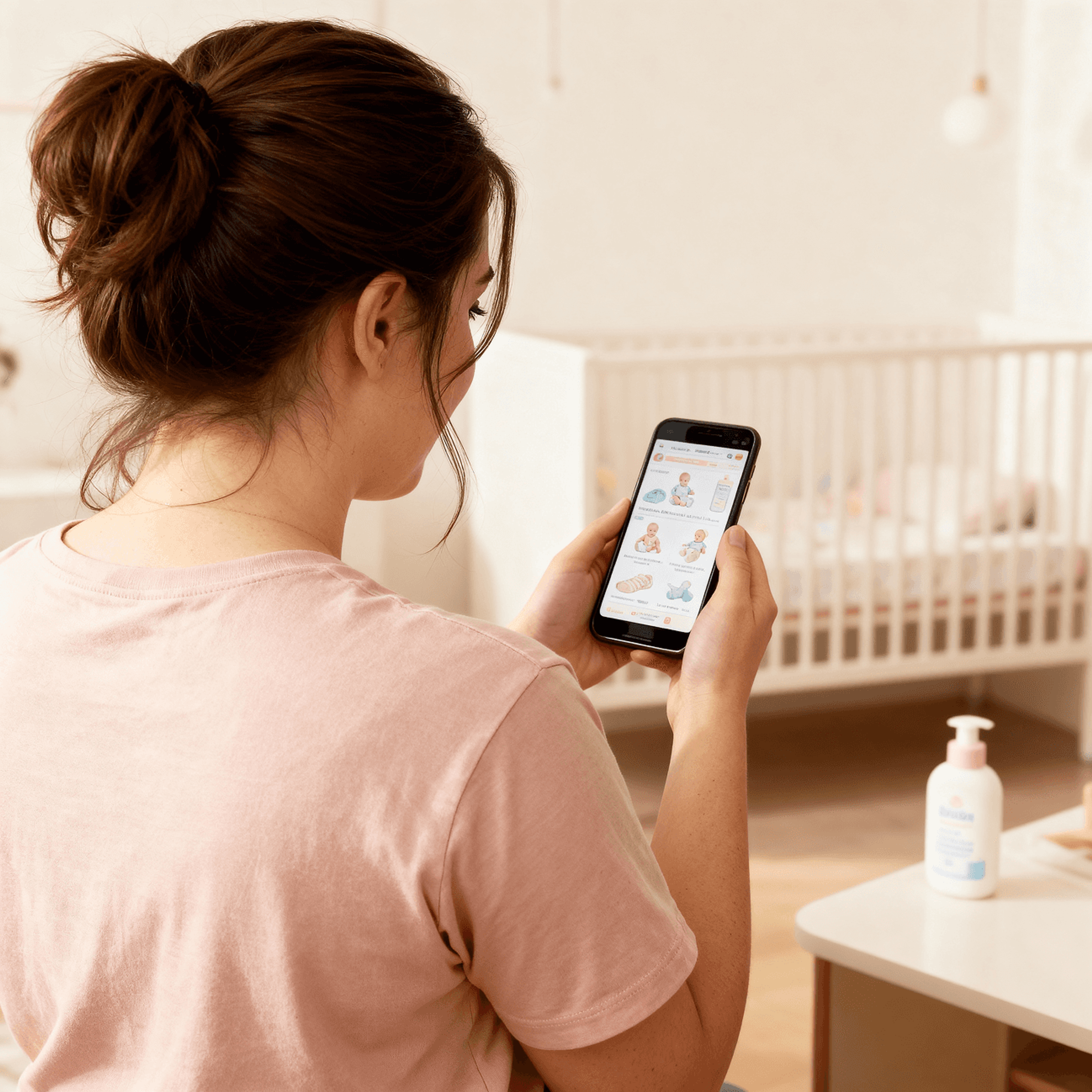 Shopper reordering baby care on a phone
