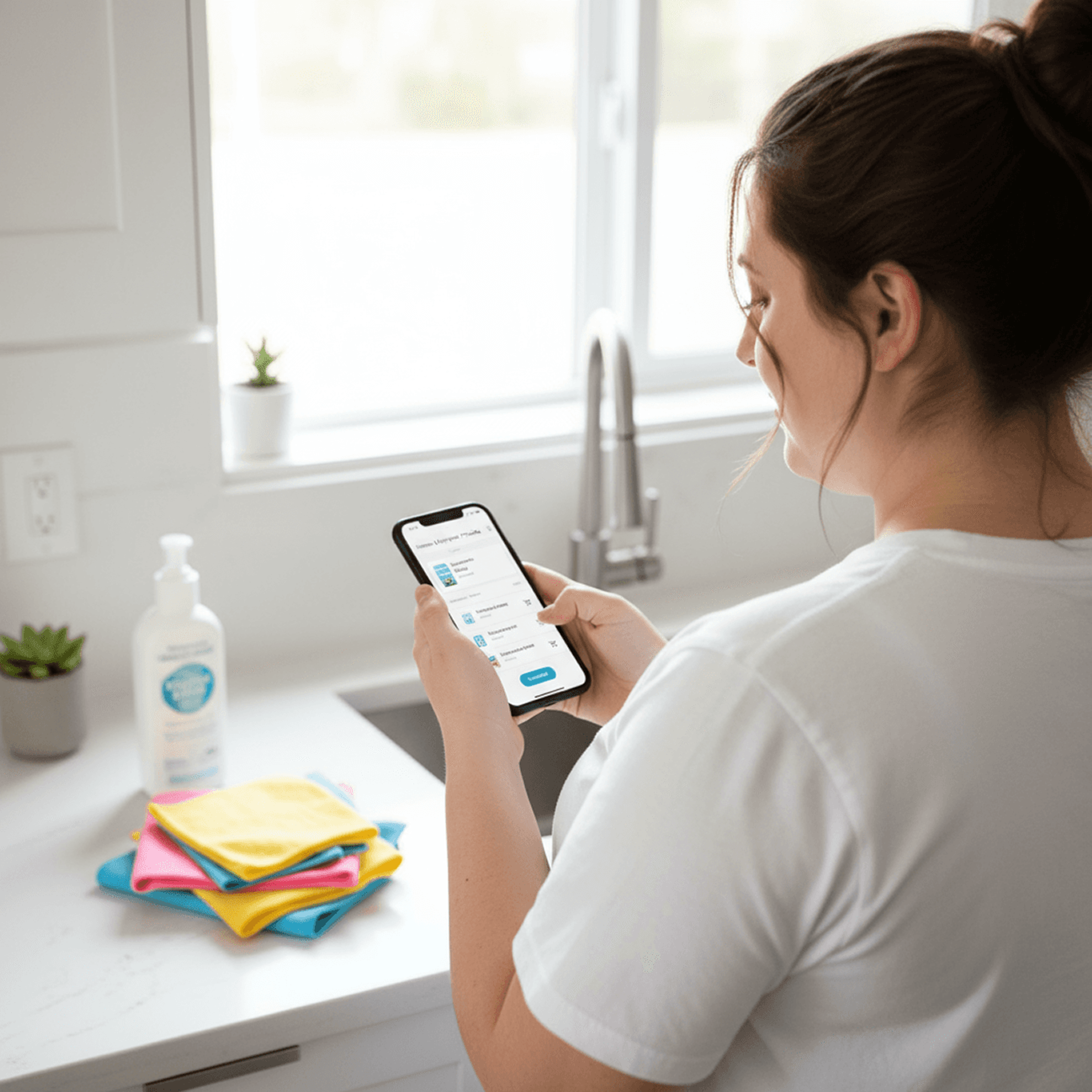 Shopper reordering hygiene products on a phone