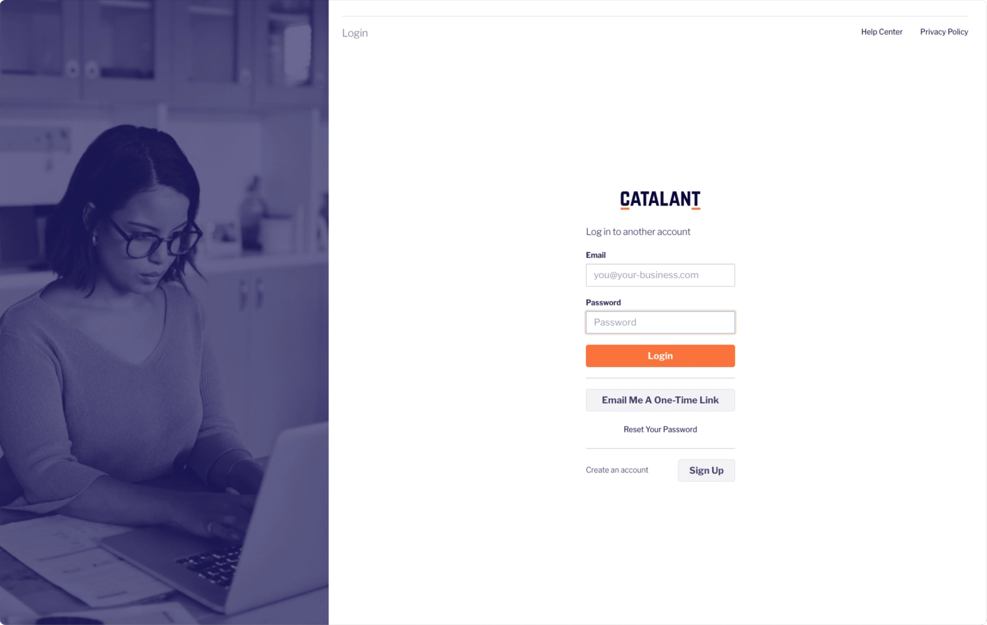 login page on a modern saas platform