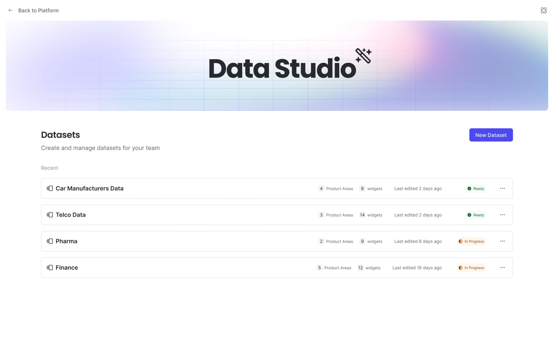 Data Studio landing page