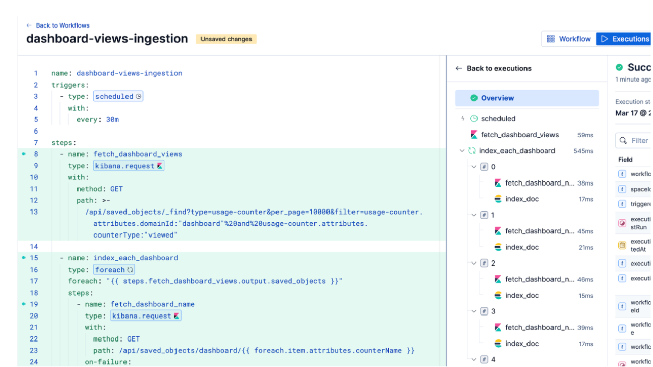 Monitoring Kibana dashboard views with Elastic Workflows
