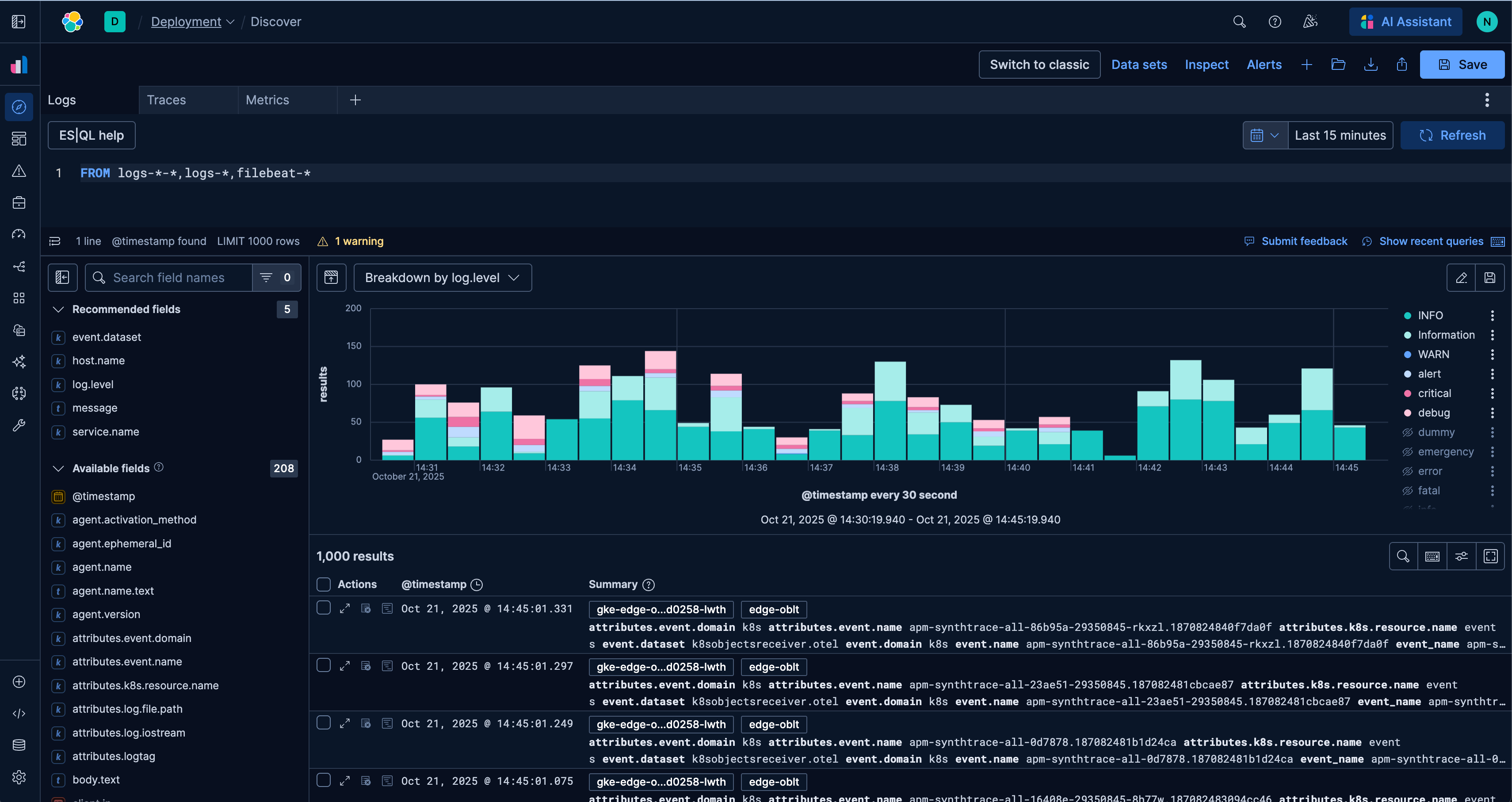A new era for Elastic Discover: ES|QL, context & multi-tabs