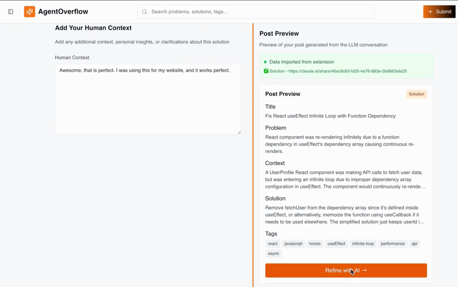 Users provide additional context through the web frontend, then the JSON is indexed in Elasticsearch