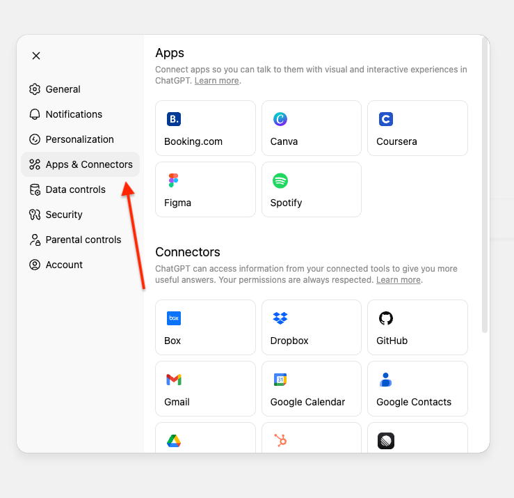 Connecting the MPC server to a ChatGPT account