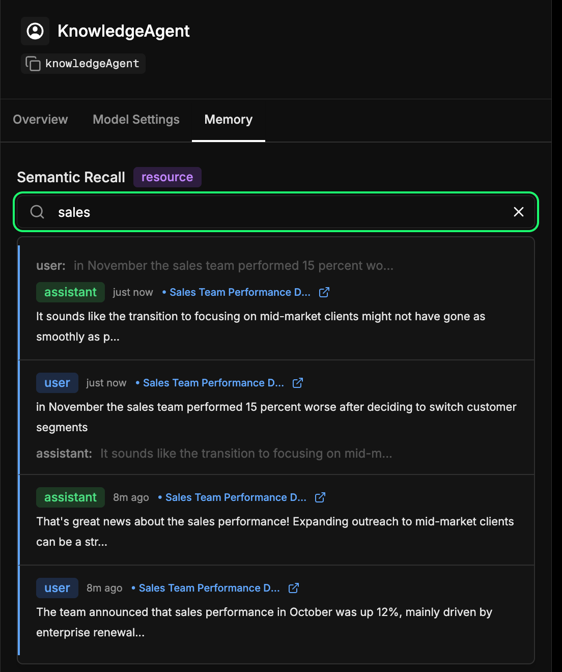 How to inspect the knowledge agents long-term memory store
