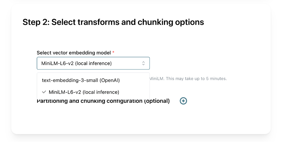 Select chunking options