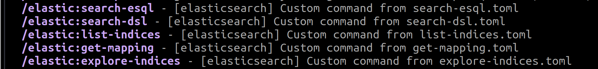 The available `/elastic` commands.