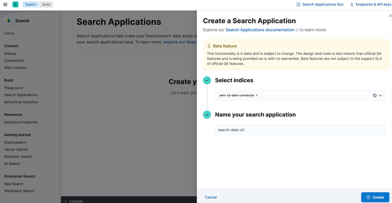 elastic aws s3 connector search app