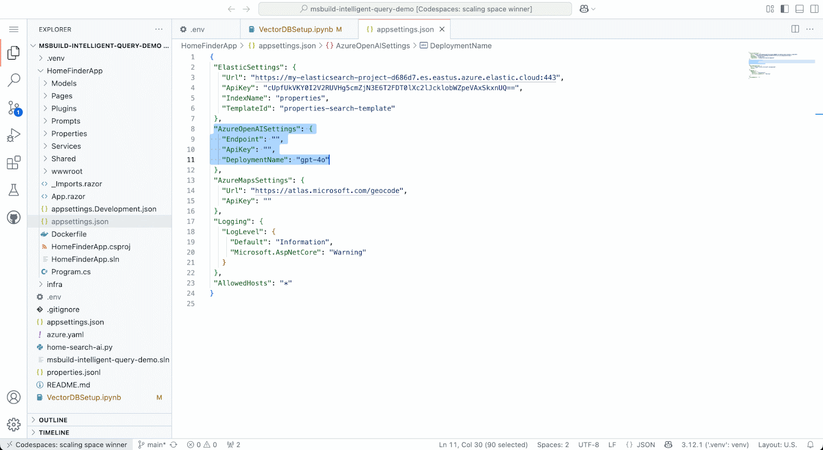 Creating an Azure OpenAI service.