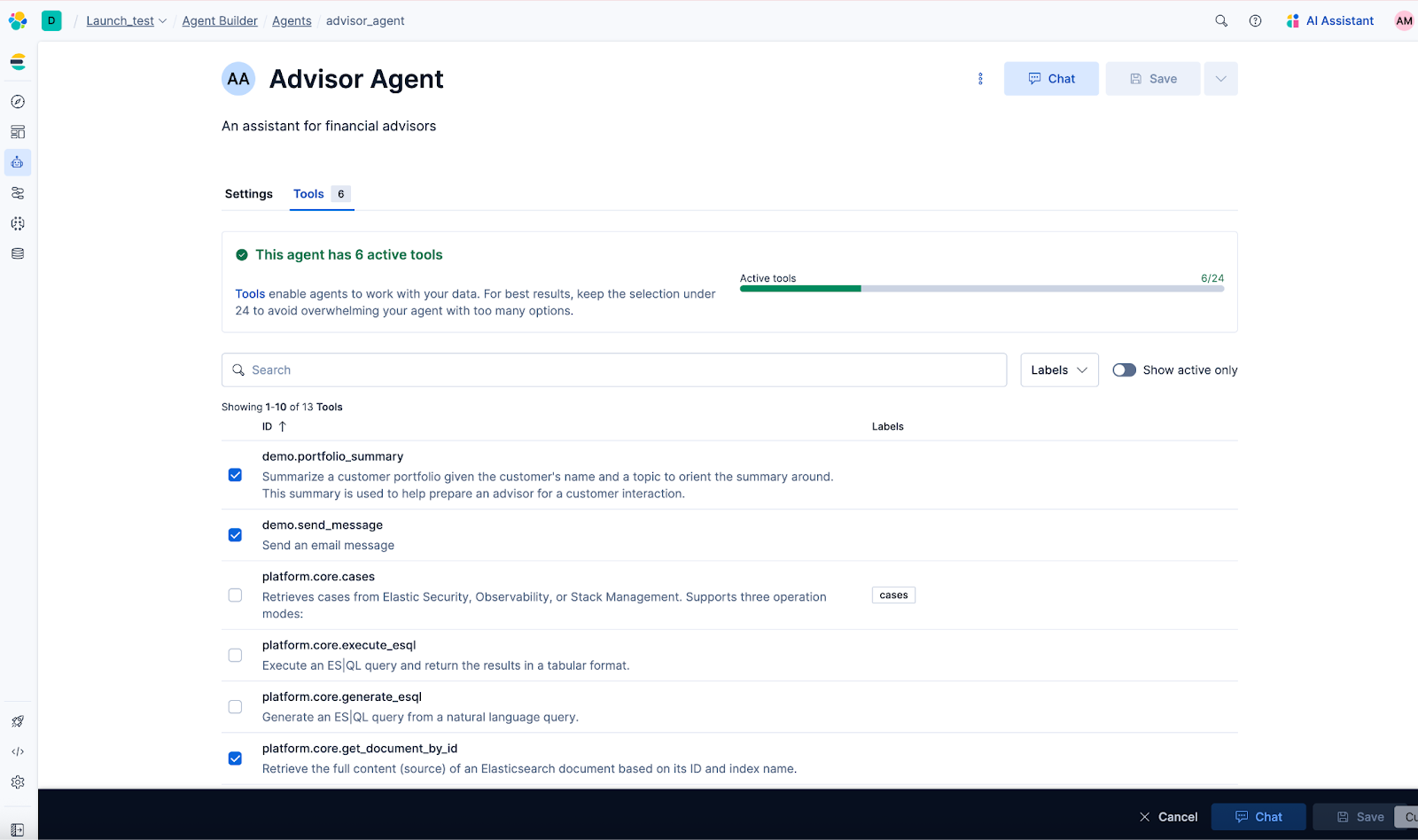Add the workflow tool to your custom agent.