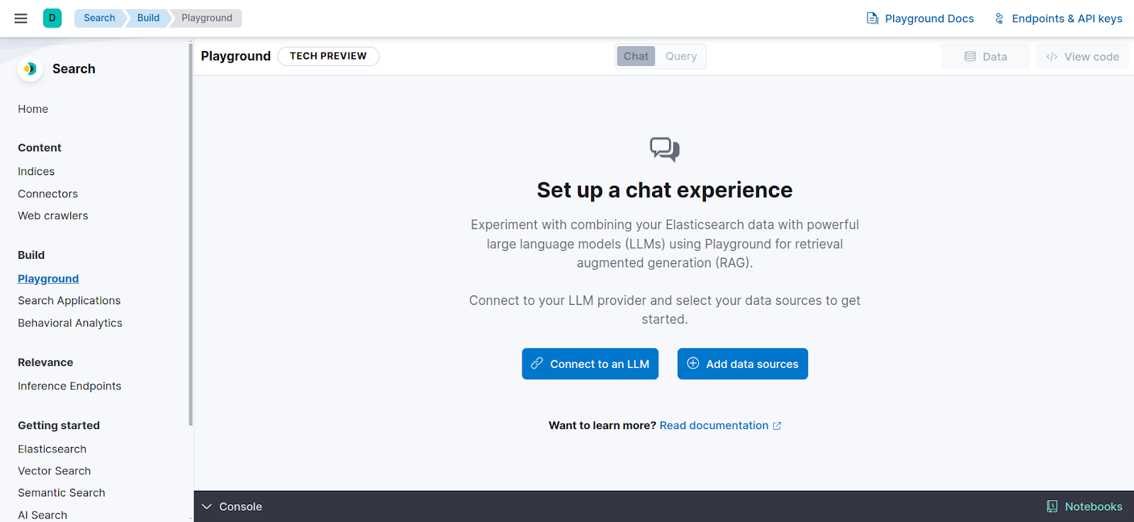Configure Elastic Playground to chat with data