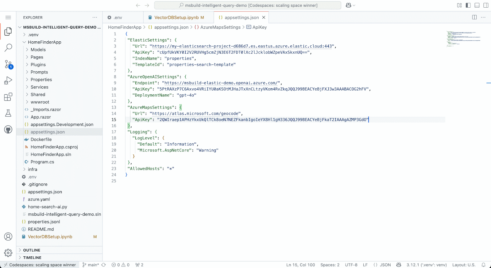 Trying out the example app.
