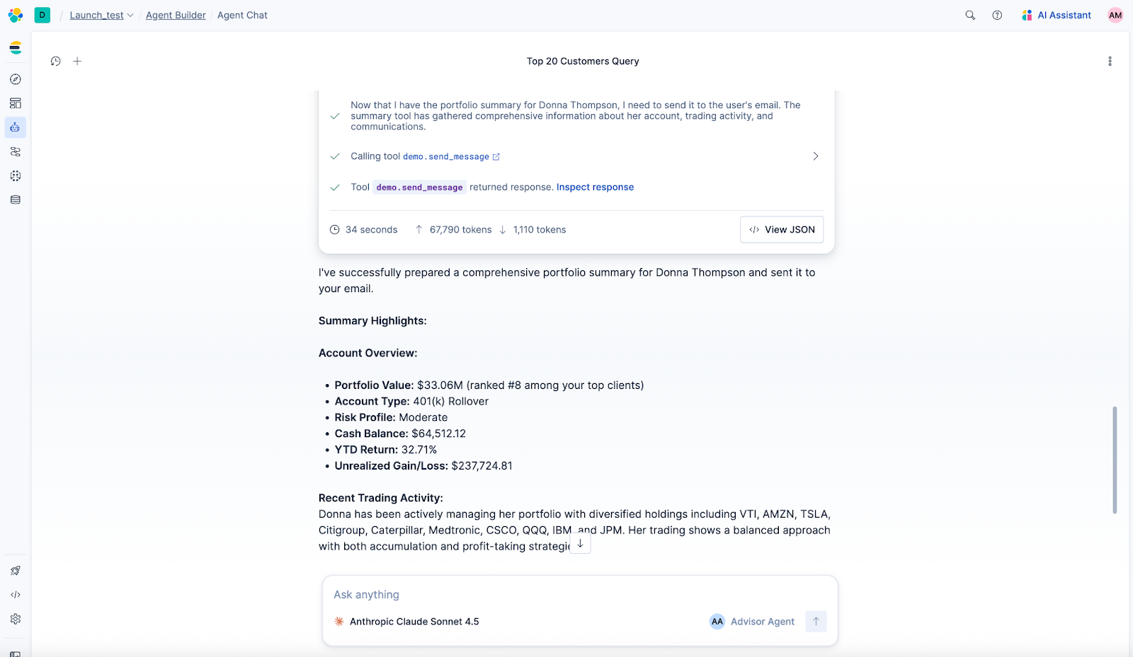 AI agent has been created with Elastic Agent Builder