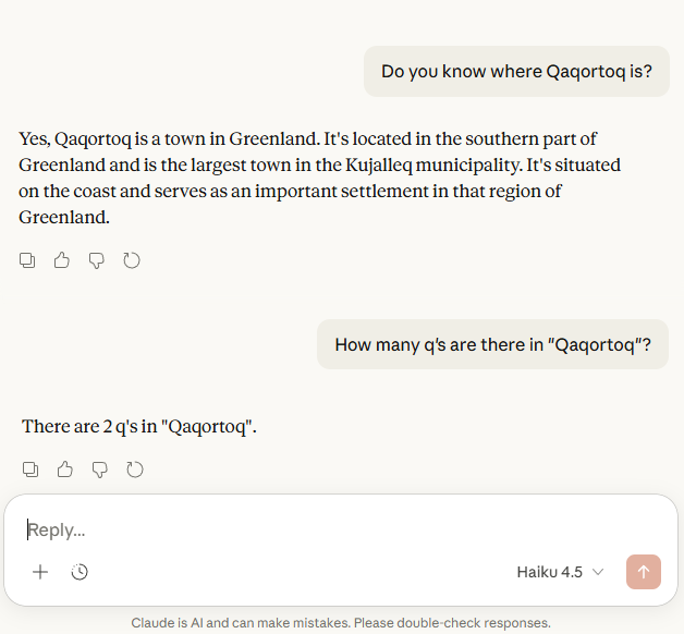 Language models struggle to count letters