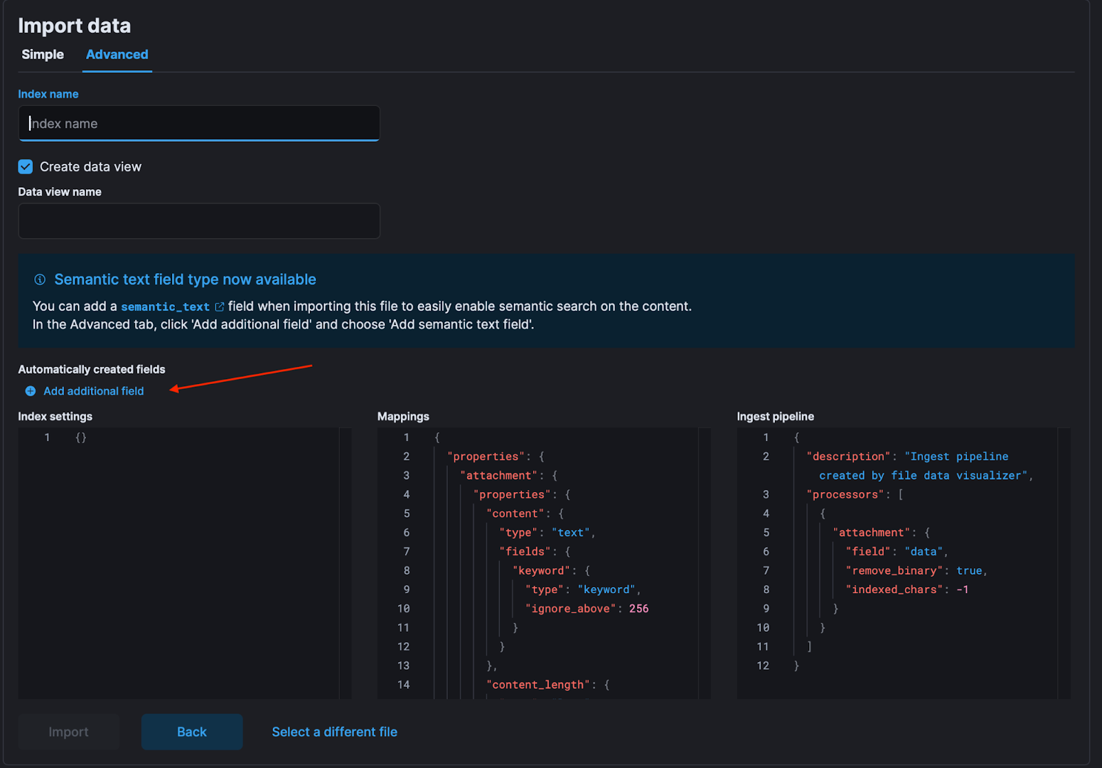 import data advanced settings in Kibana