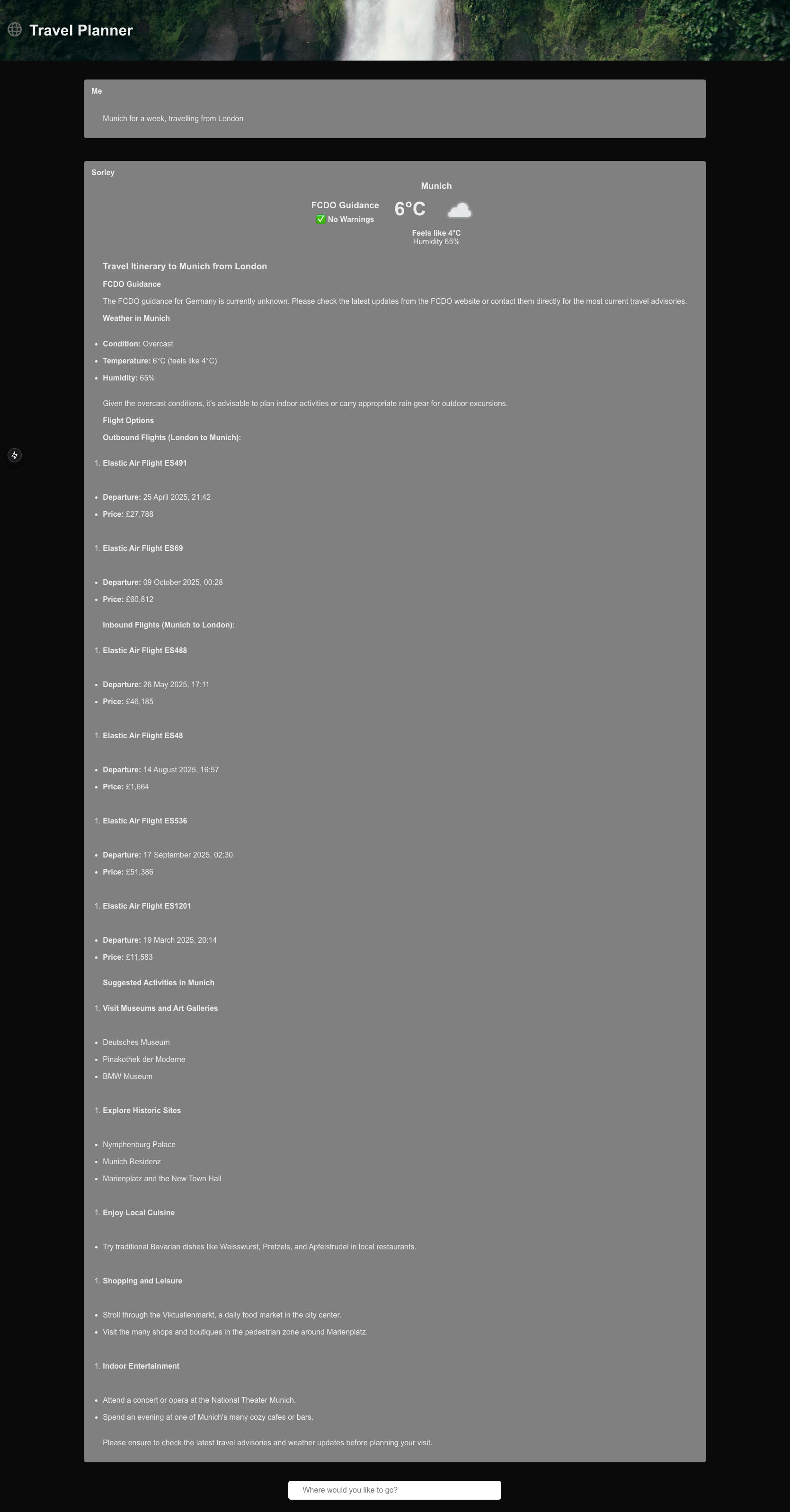 AI agent example: Travel Planner