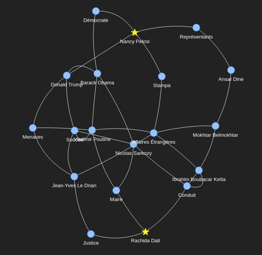 Result of a graph pruning algorithm limiting the number of path (from 18 to 5) while maintaining node diversity