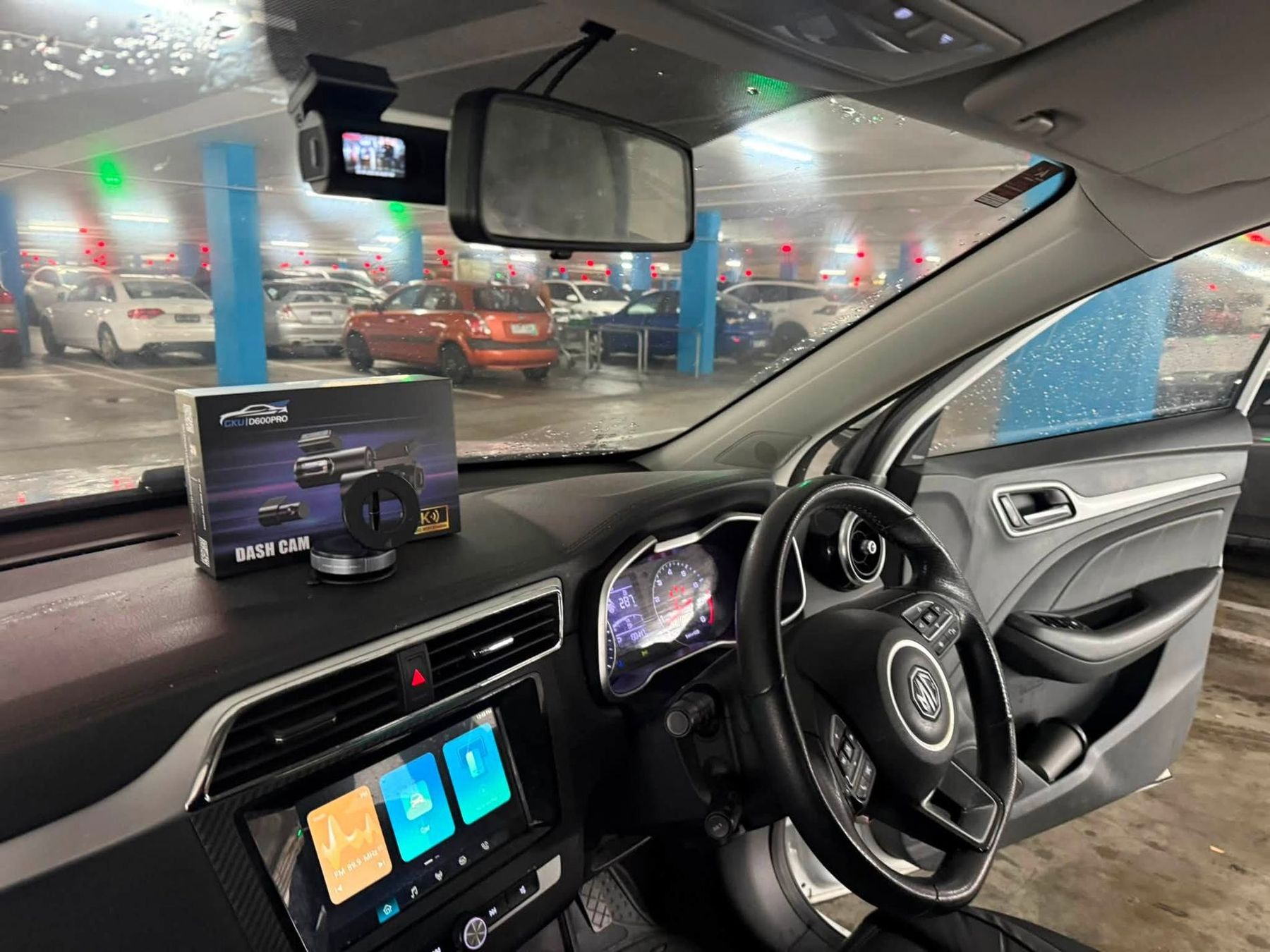 Dashcam installed behind the rear view mirror of an MG in Melbourne