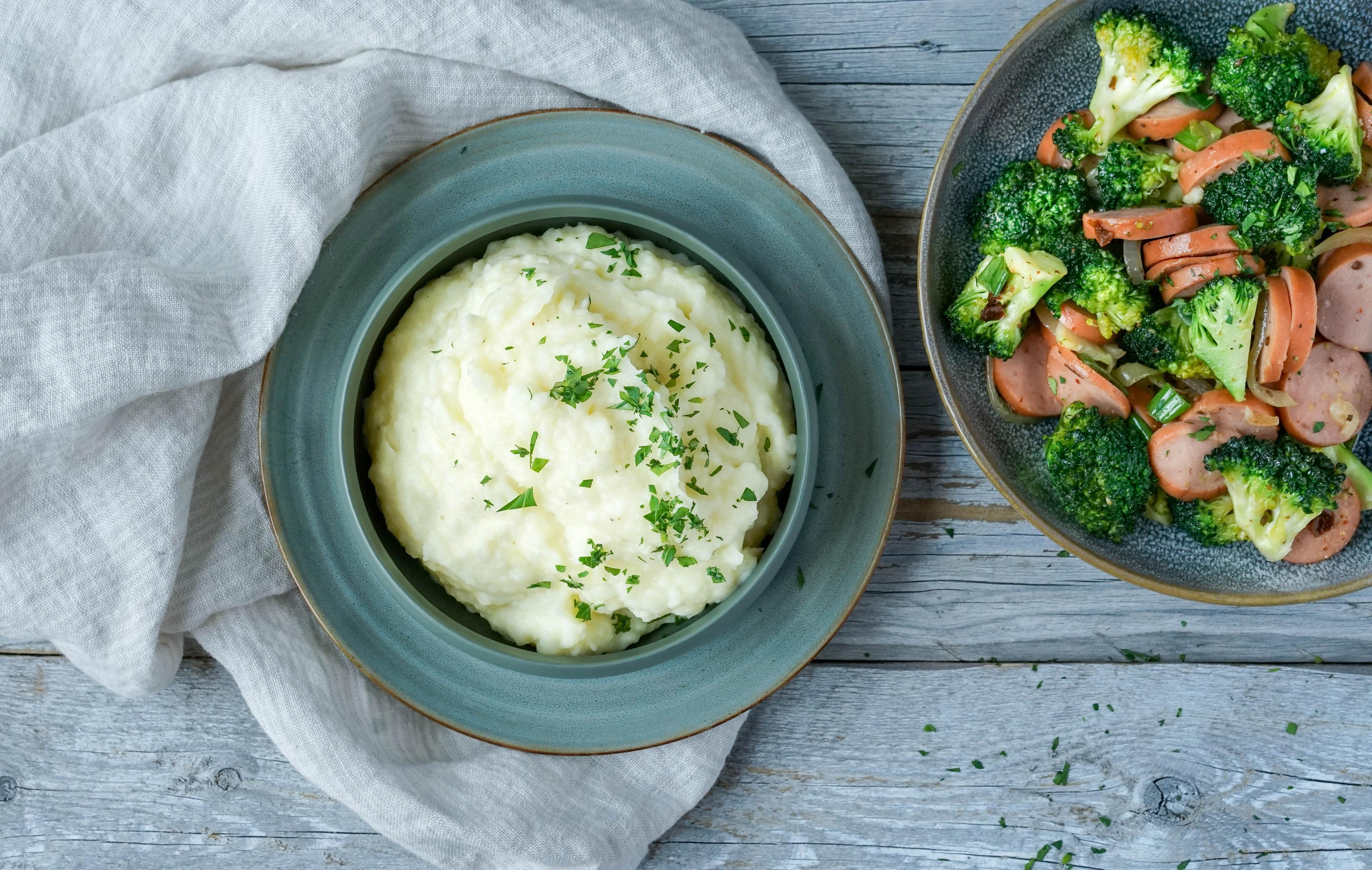 potetstappe med hvitløk