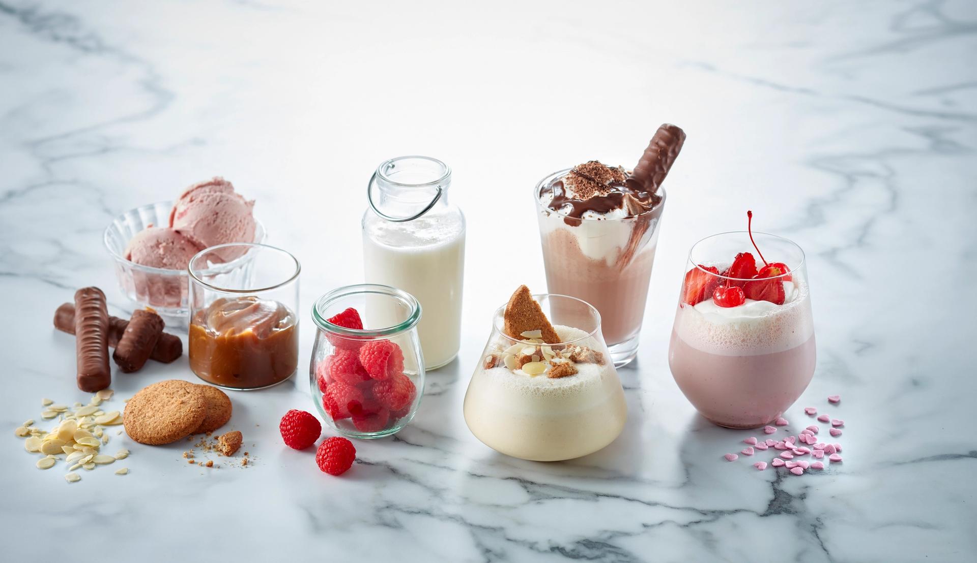 Varianter av milkshake og bær