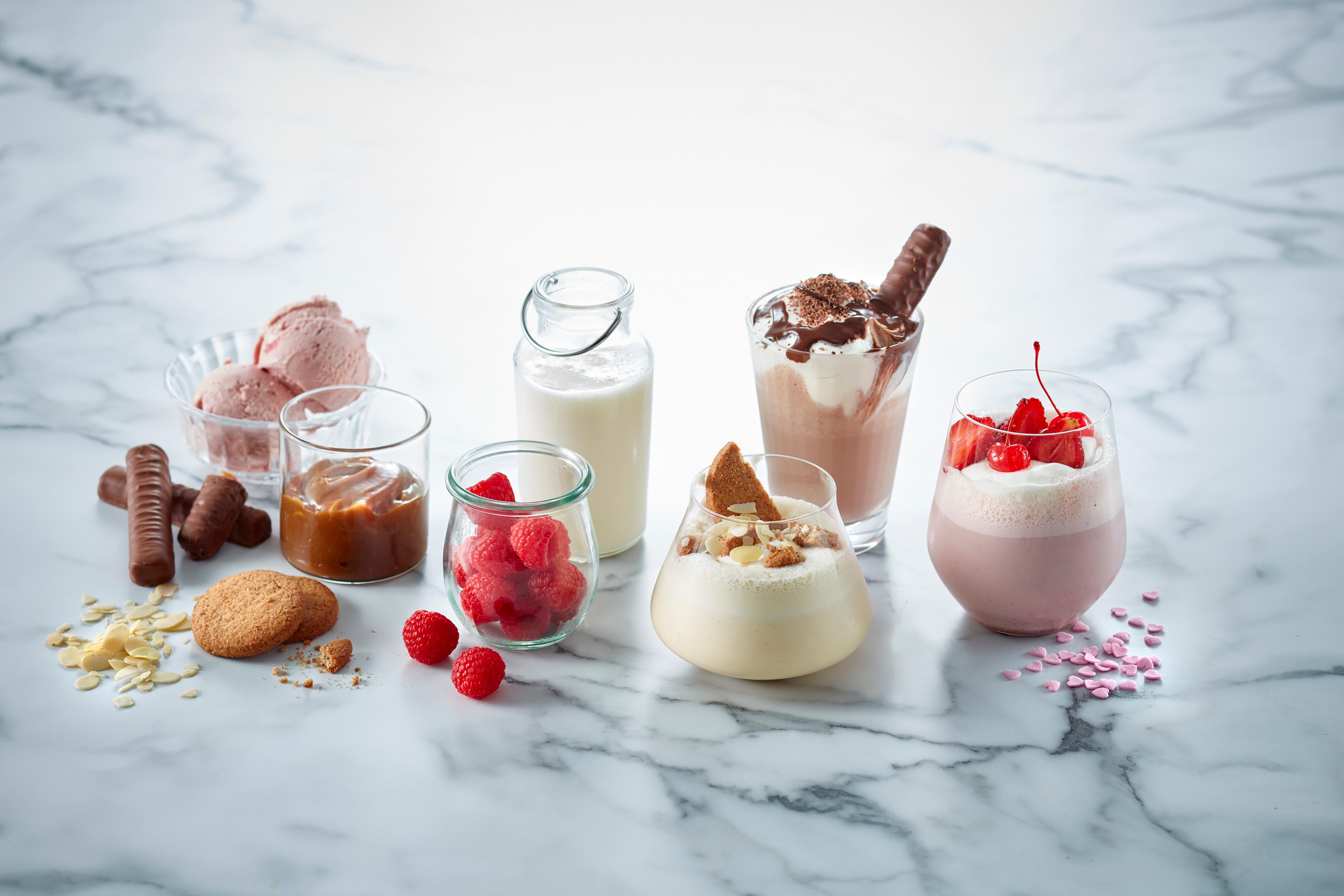 Mange ulike milkshakes