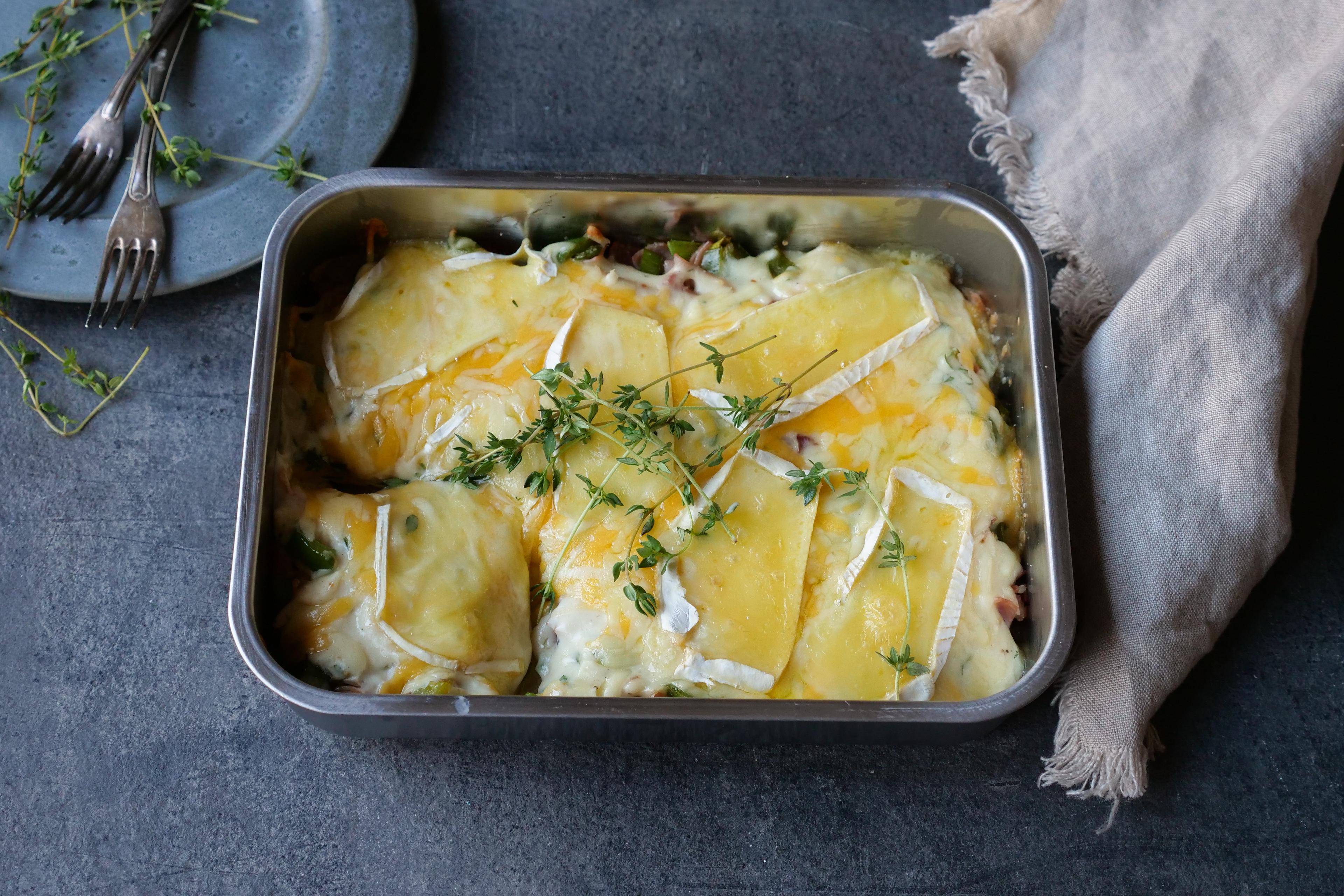 Grateng med ost og skinke