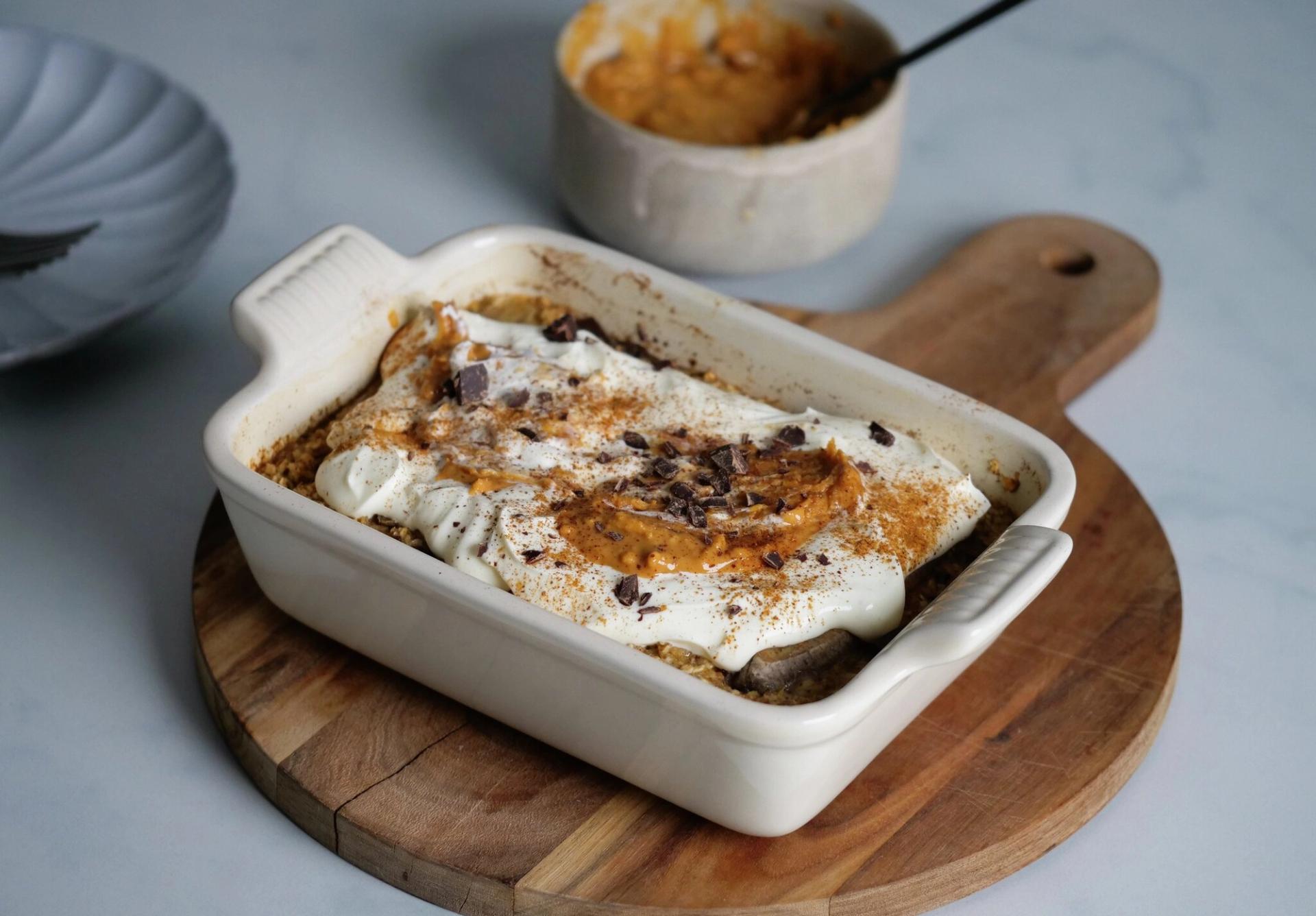 Bakt havregrøt i en ildfast form