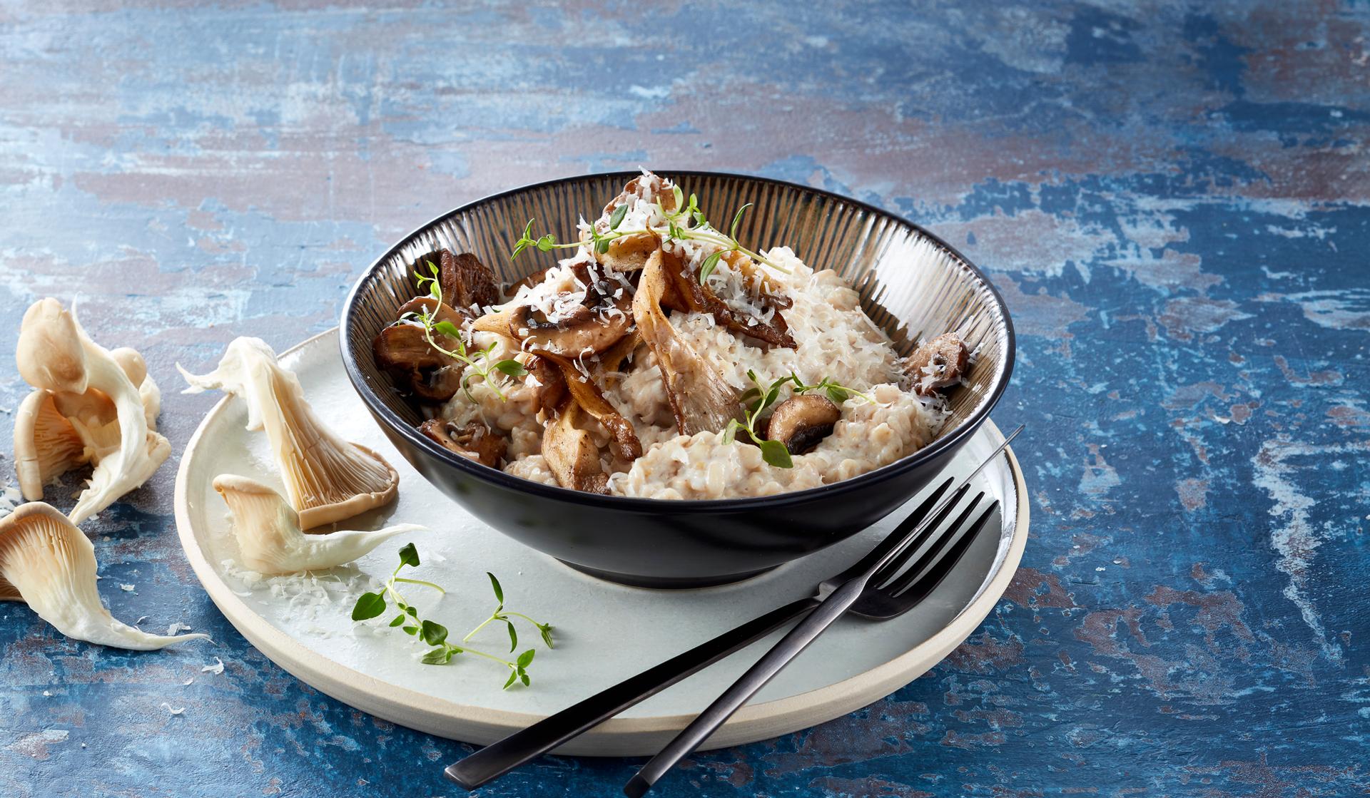 Byggrynsgrøt med sopp og parmesan