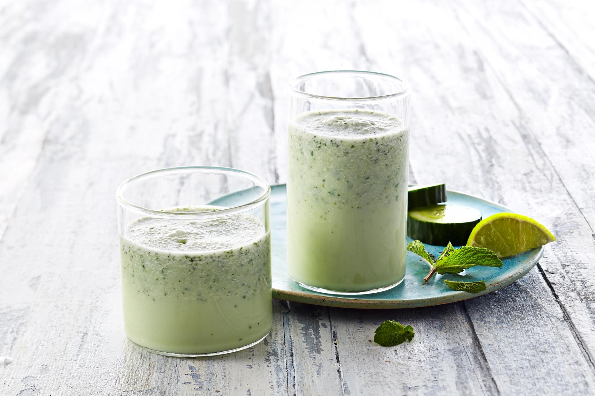Milkshake med agurk og mynte.