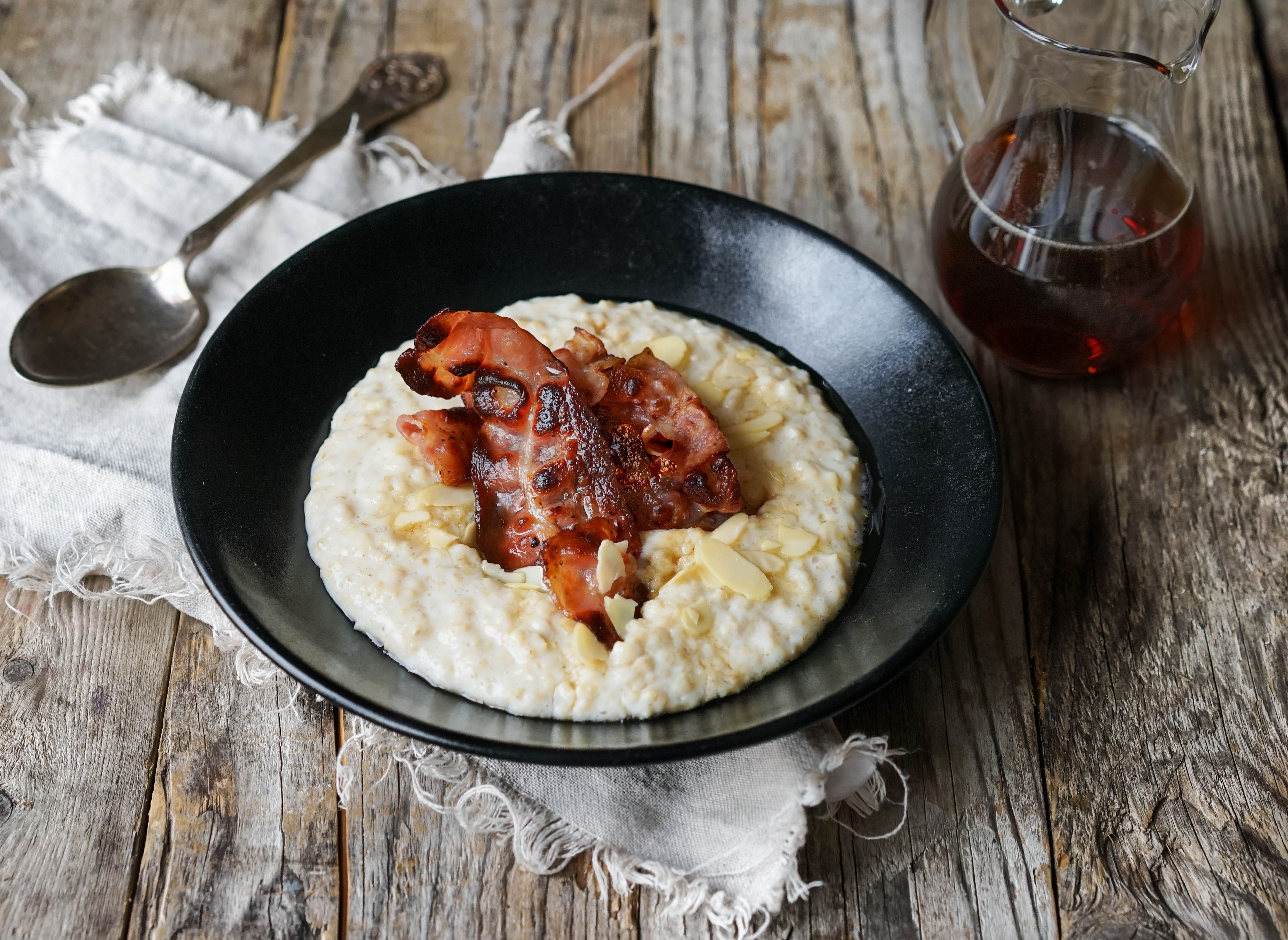 Havregrøt med bacon