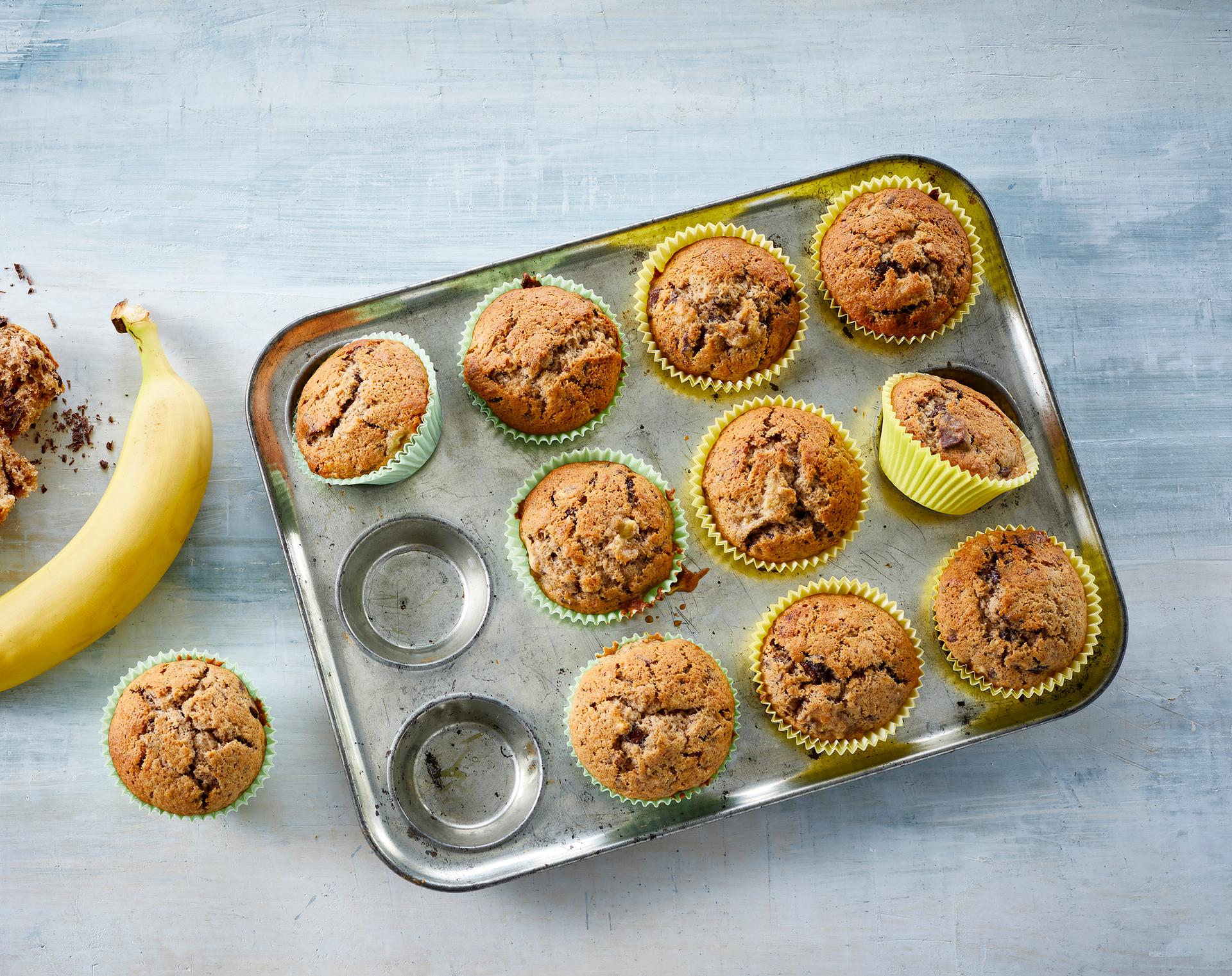 Bananmuffins med sjokoladebiter