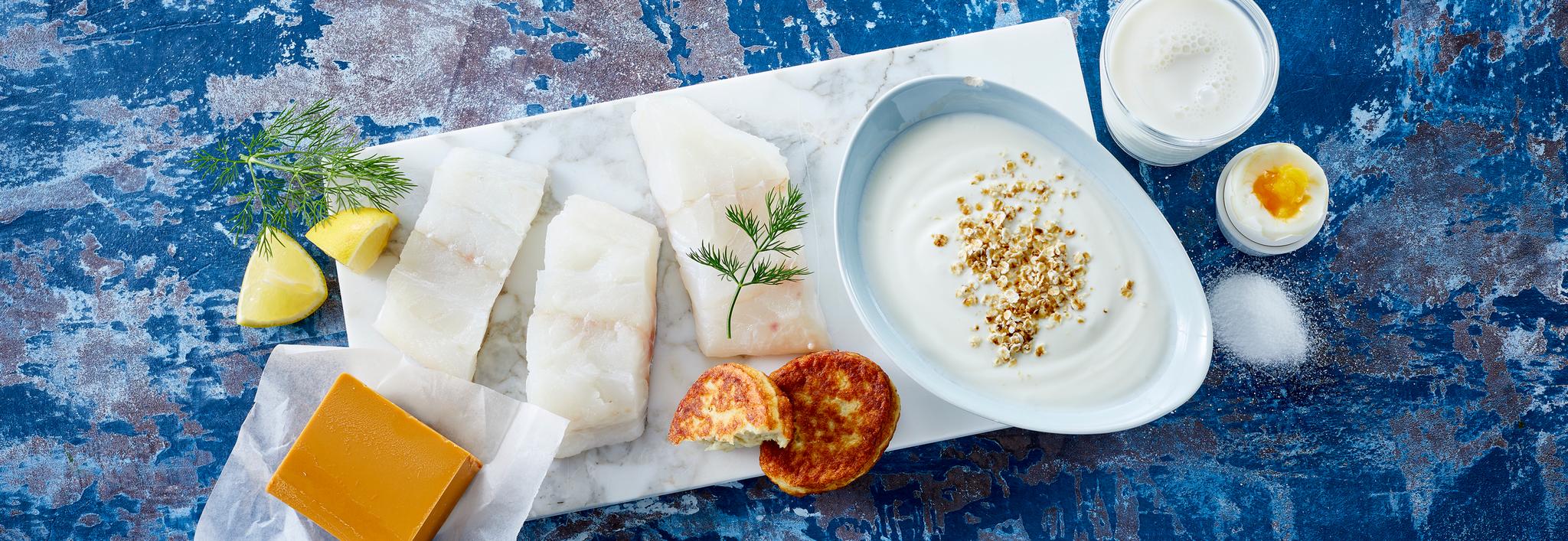 Kilder til jod, meieriprodukter, fisk, egg og salt