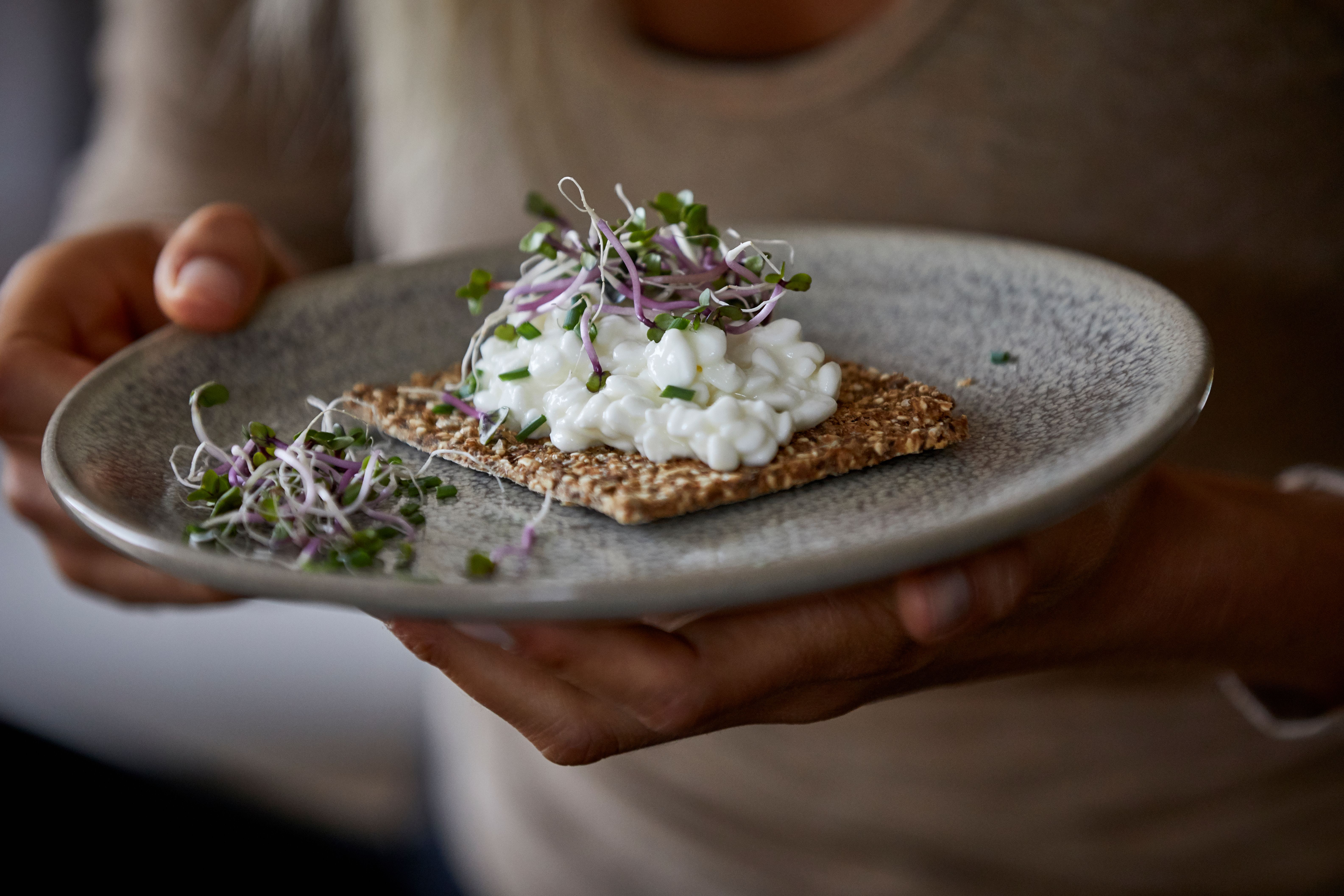 cottage cheese på knekkebrød