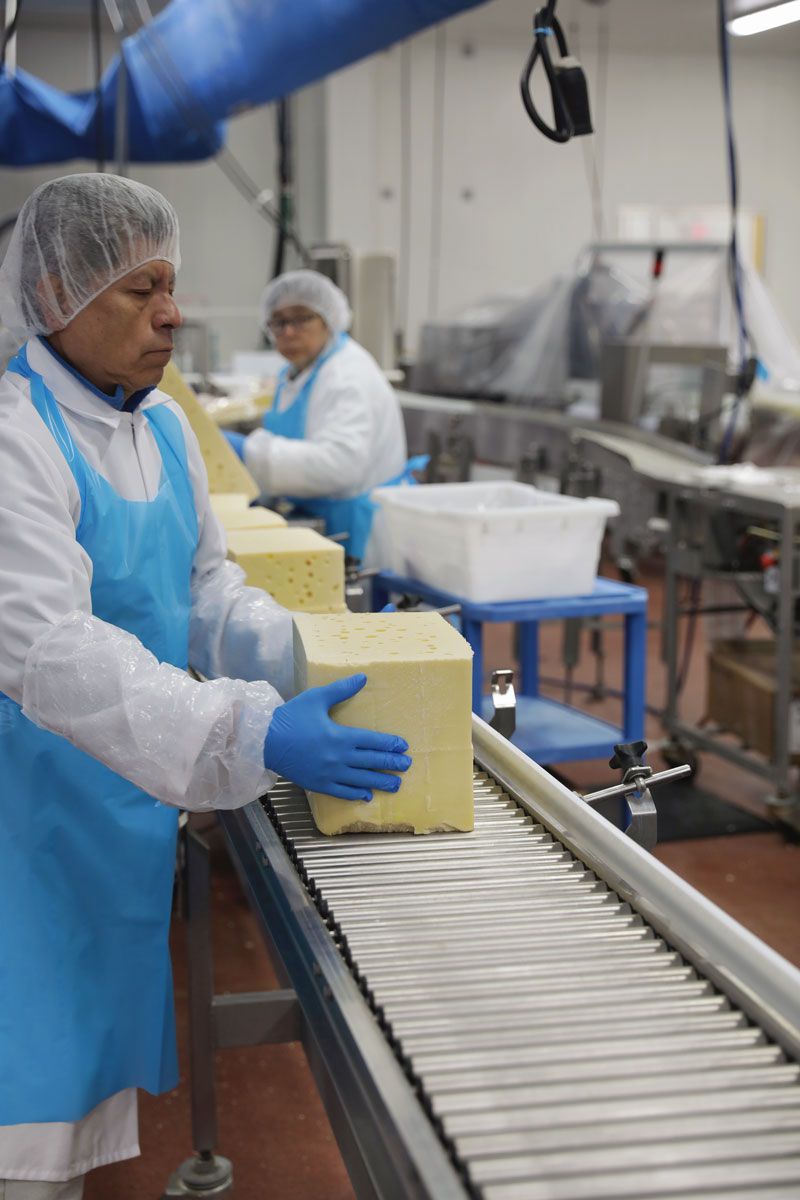 Large format cheeses can be broken down into retail, foodservice or specialty pack sizes.