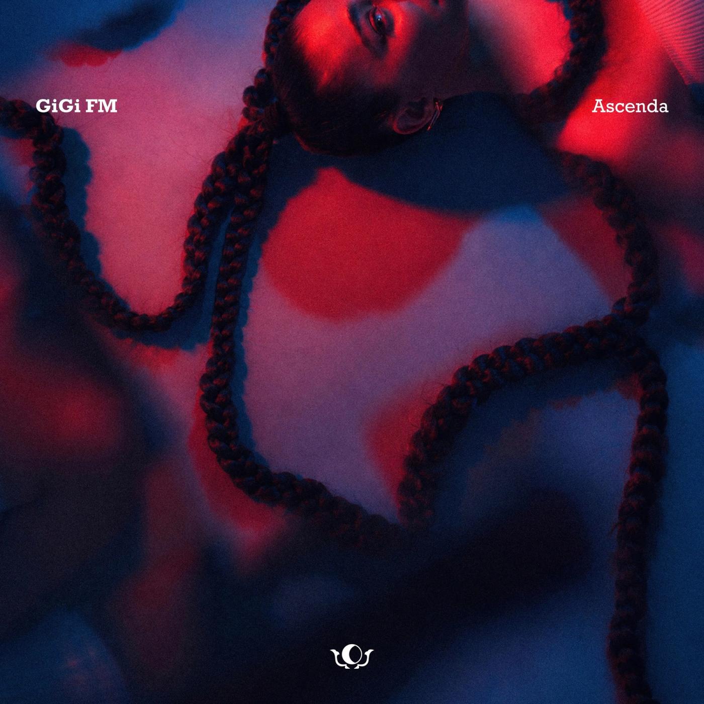 Ascenda single cover: a figure with long braids lying in red and blue light, with the words GiGi FM and Ascenda.