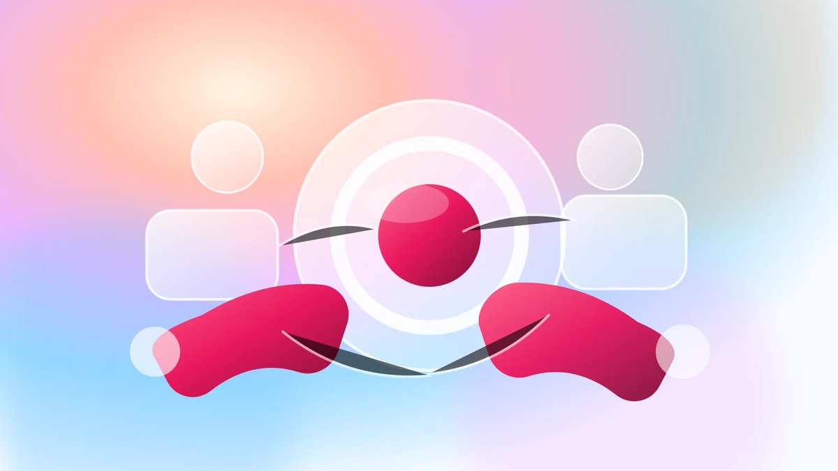 Abstract image recognition lens with dimensional crimson data forms on a luminous multi-color gradient background.